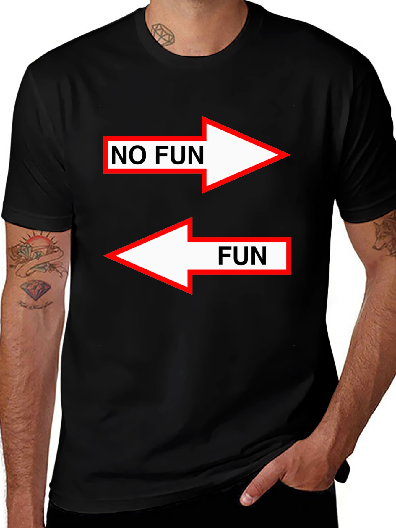 Humorous No Fun/Fun Graphic Tee - Black