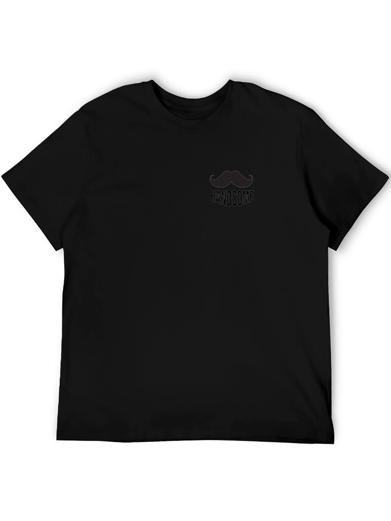 Handsome Moustache Graphic Tee - Black Cotton Crewneck