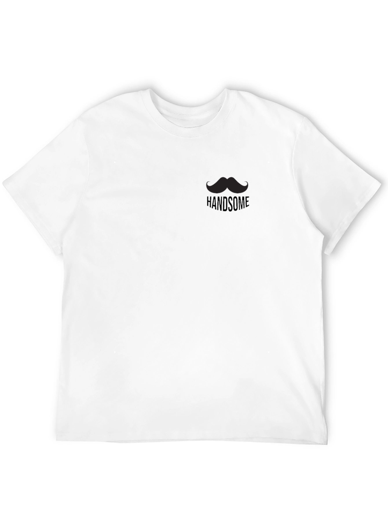 Handsome Moustache Graphic Tee - Black Cotton Crewneck