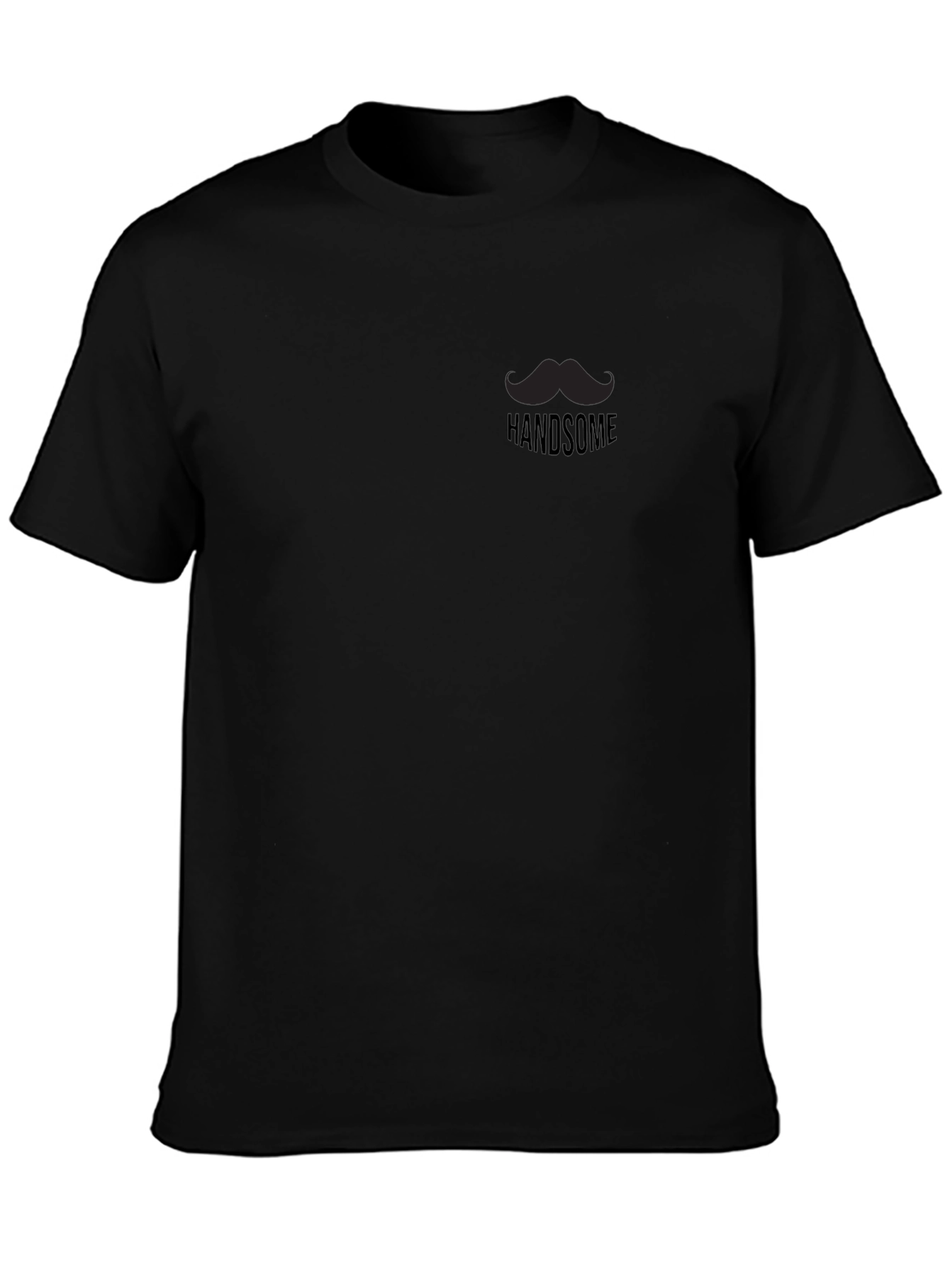 Handsome Moustache Graphic Tee - Black Cotton Crewneck