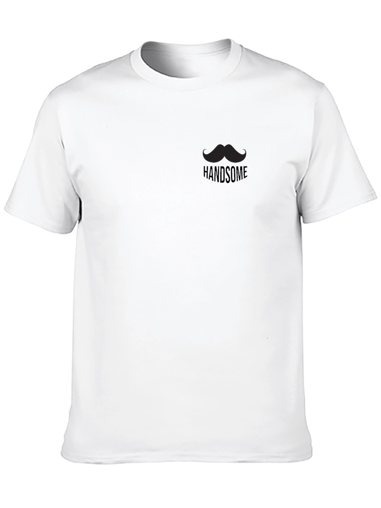 Handsome Moustache Graphic Tee - Black Cotton Crewneck