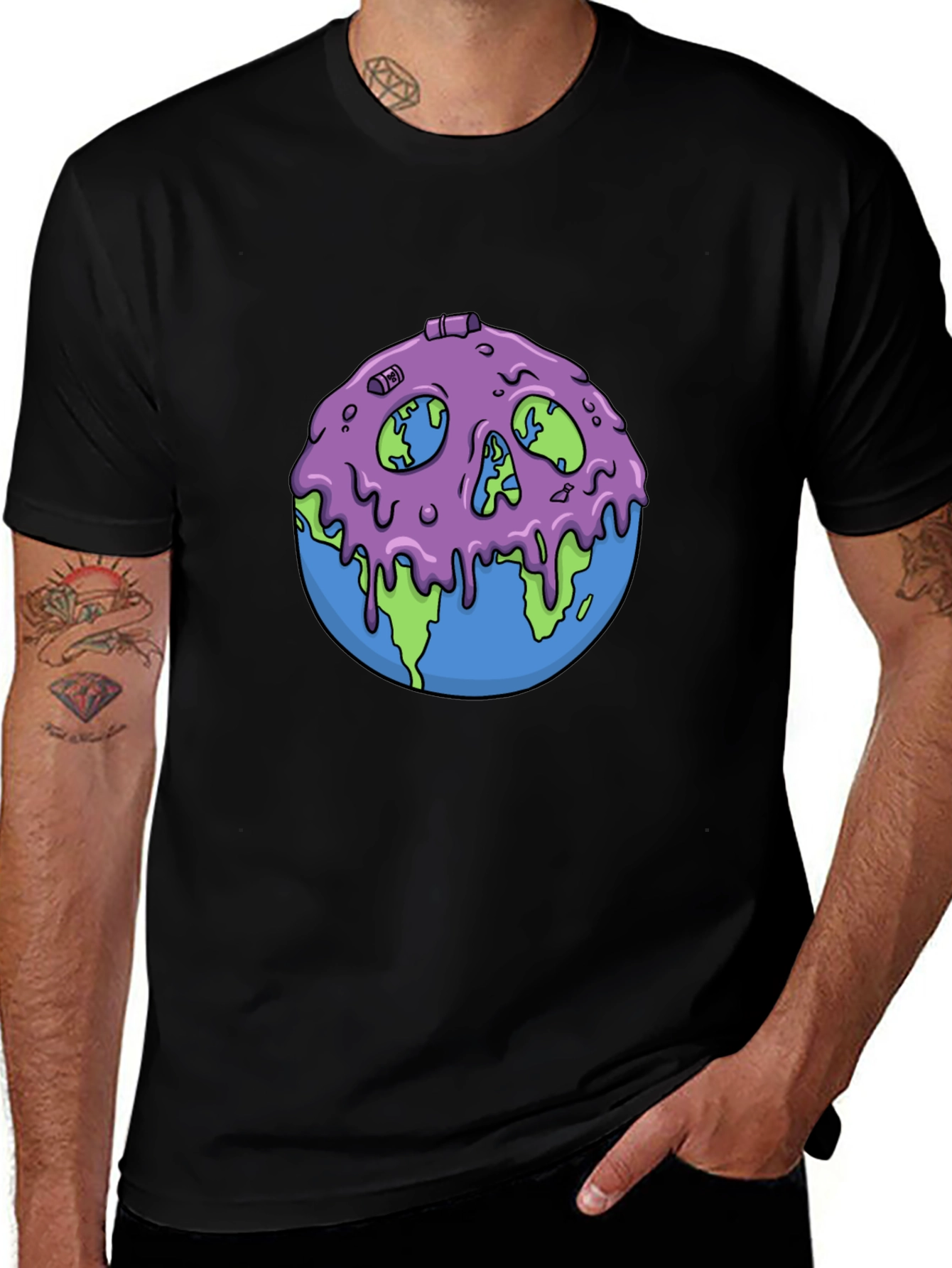 Skull Earth Graphic Tee - Unique Design Comfort Fit