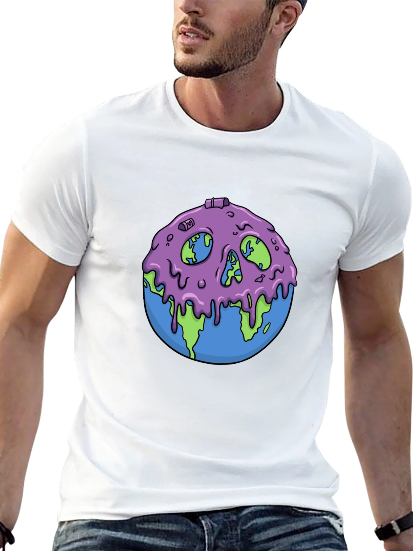 Skull Earth Graphic Tee - Unique Design Comfort Fit