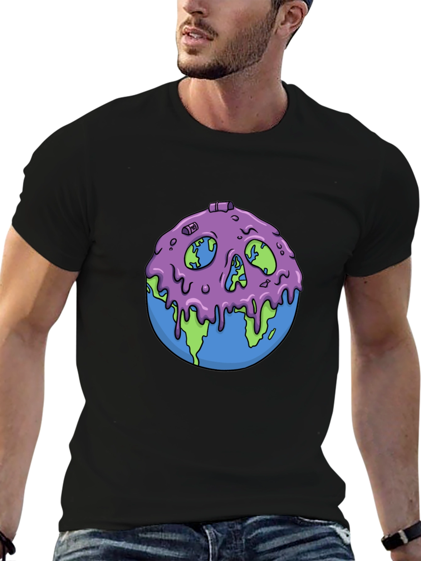 Skull Earth Graphic Tee - Unique Design Comfort Fit