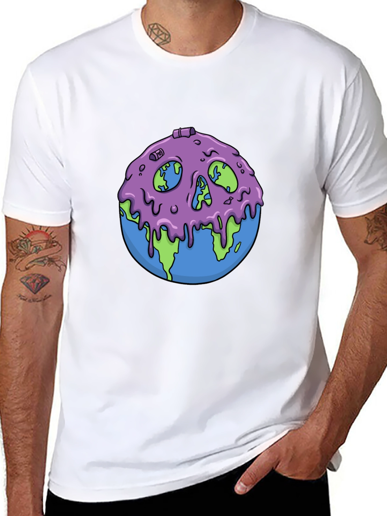 Skull Earth Graphic Tee - Unique Design Comfort Fit