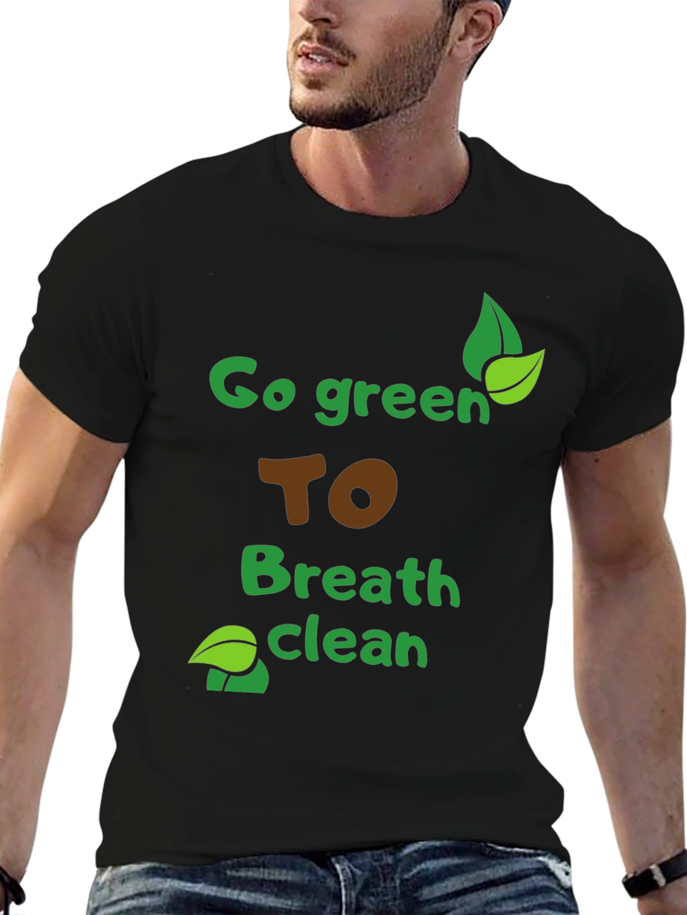 Eco-Friendly Go Green Graphic Tee - Breathe Clean Air!