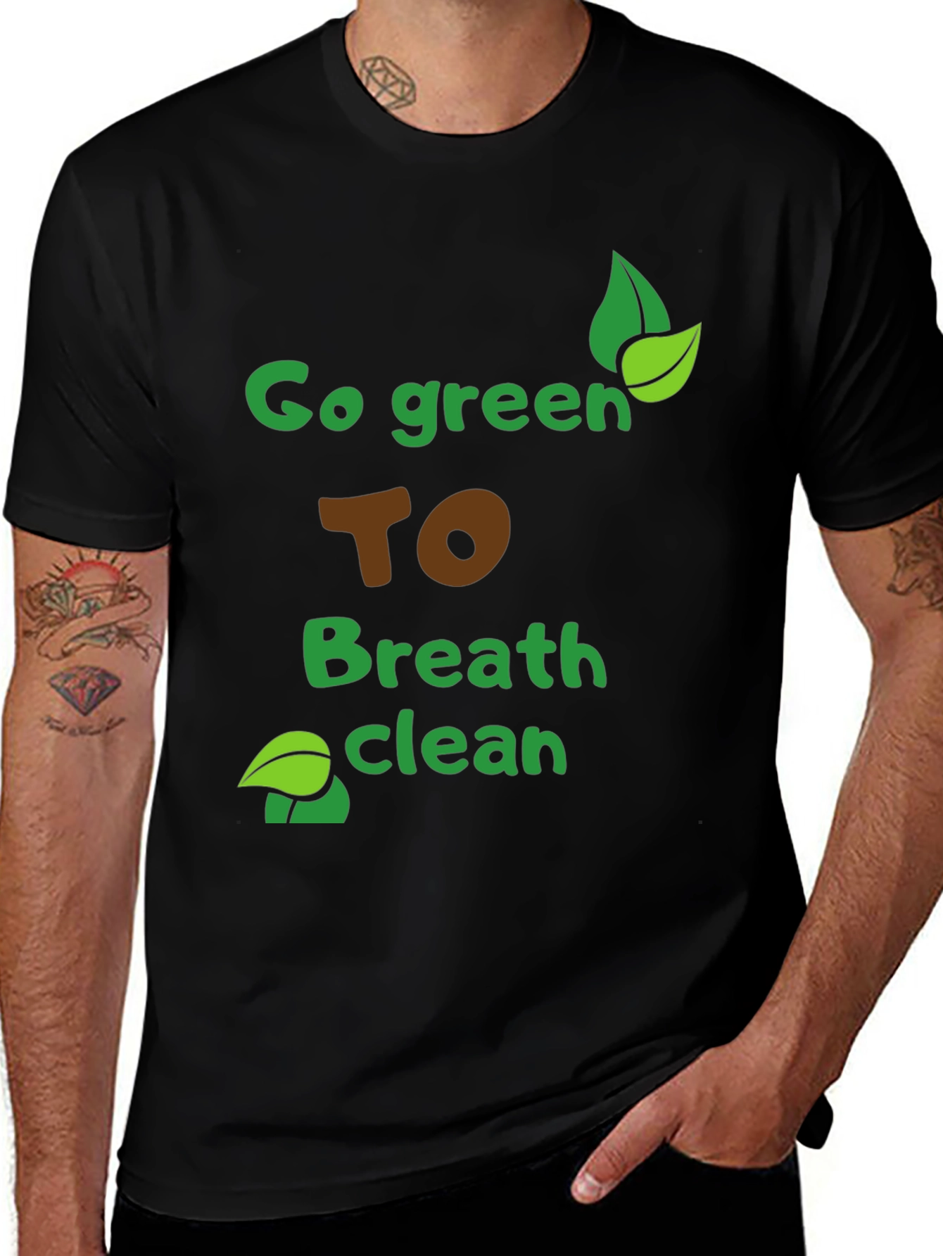 Eco-Friendly Go Green Graphic Tee - Breathe Clean Air!