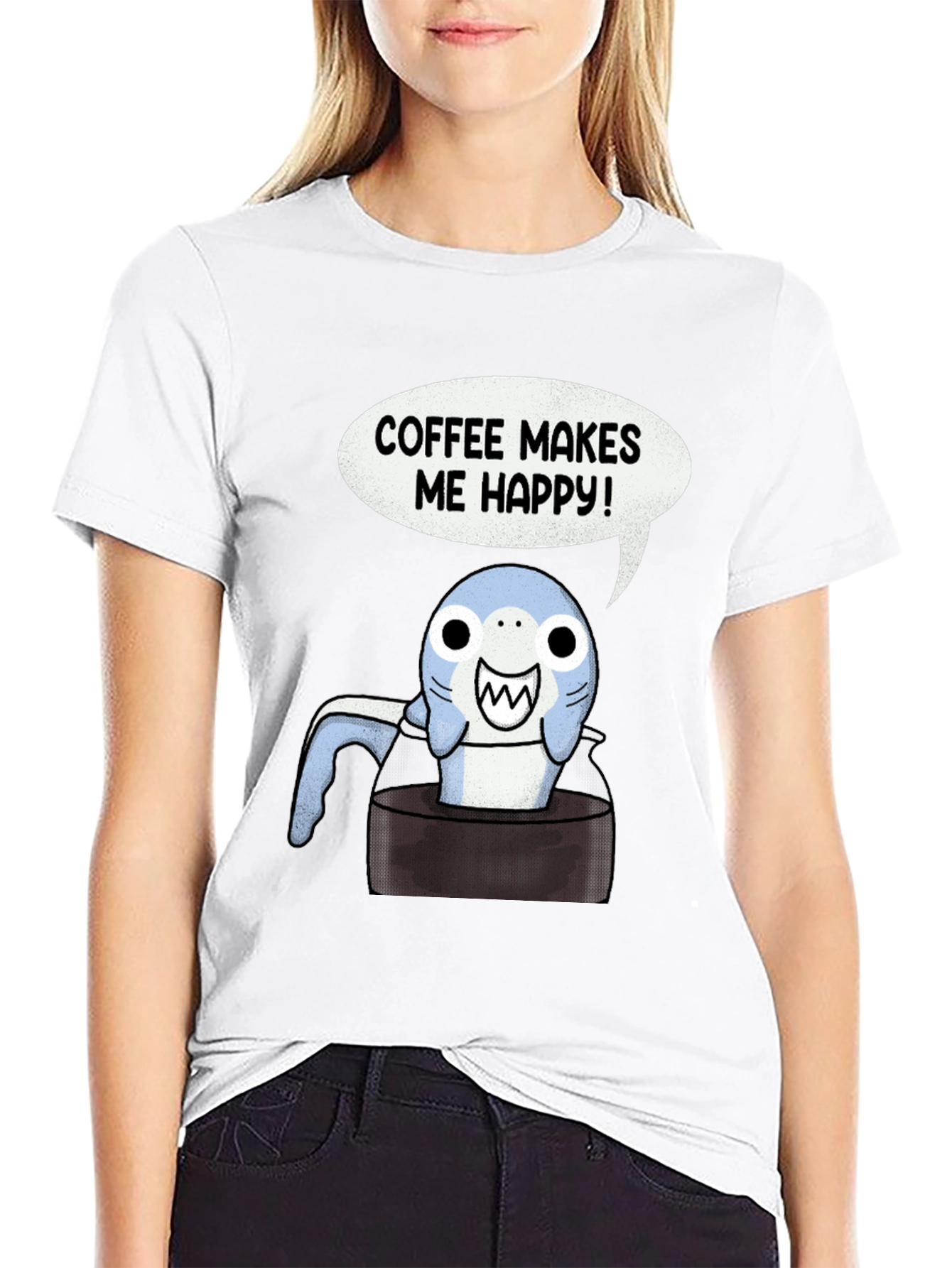 Coffee Shark T-Shirt - Makes Me Happy Tee