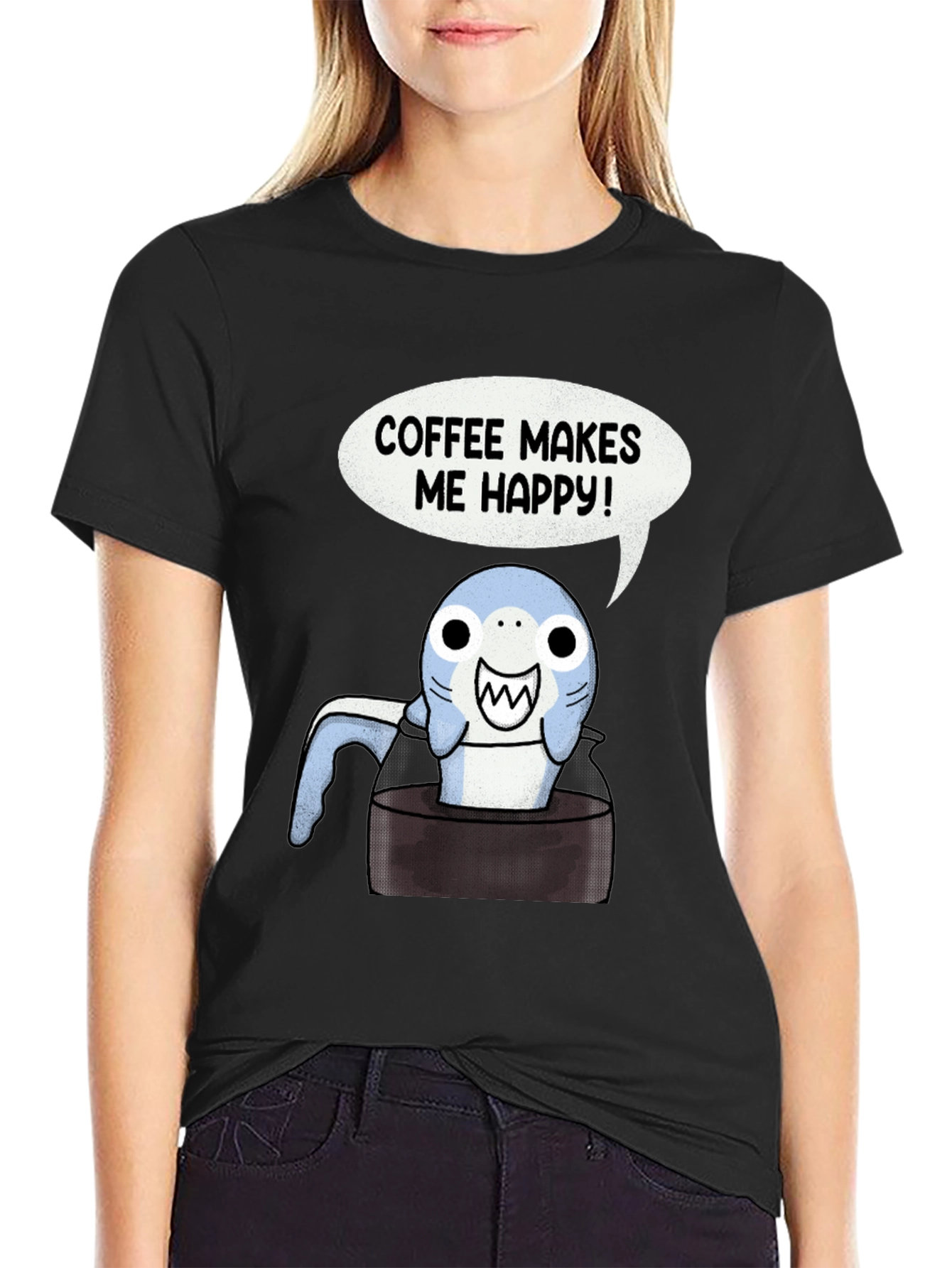 Coffee Shark T-Shirt - Makes Me Happy Tee