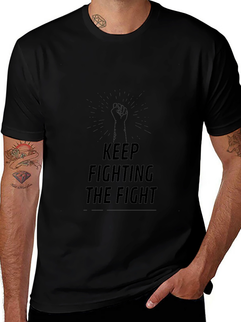 Keep Fighting The Fight Black Graphic Tee