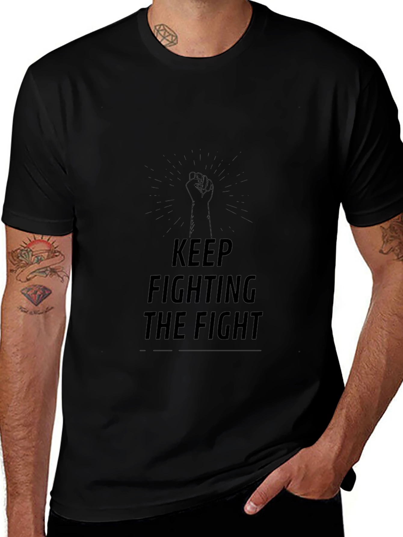 Keep Fighting The Fight Black Graphic Tee