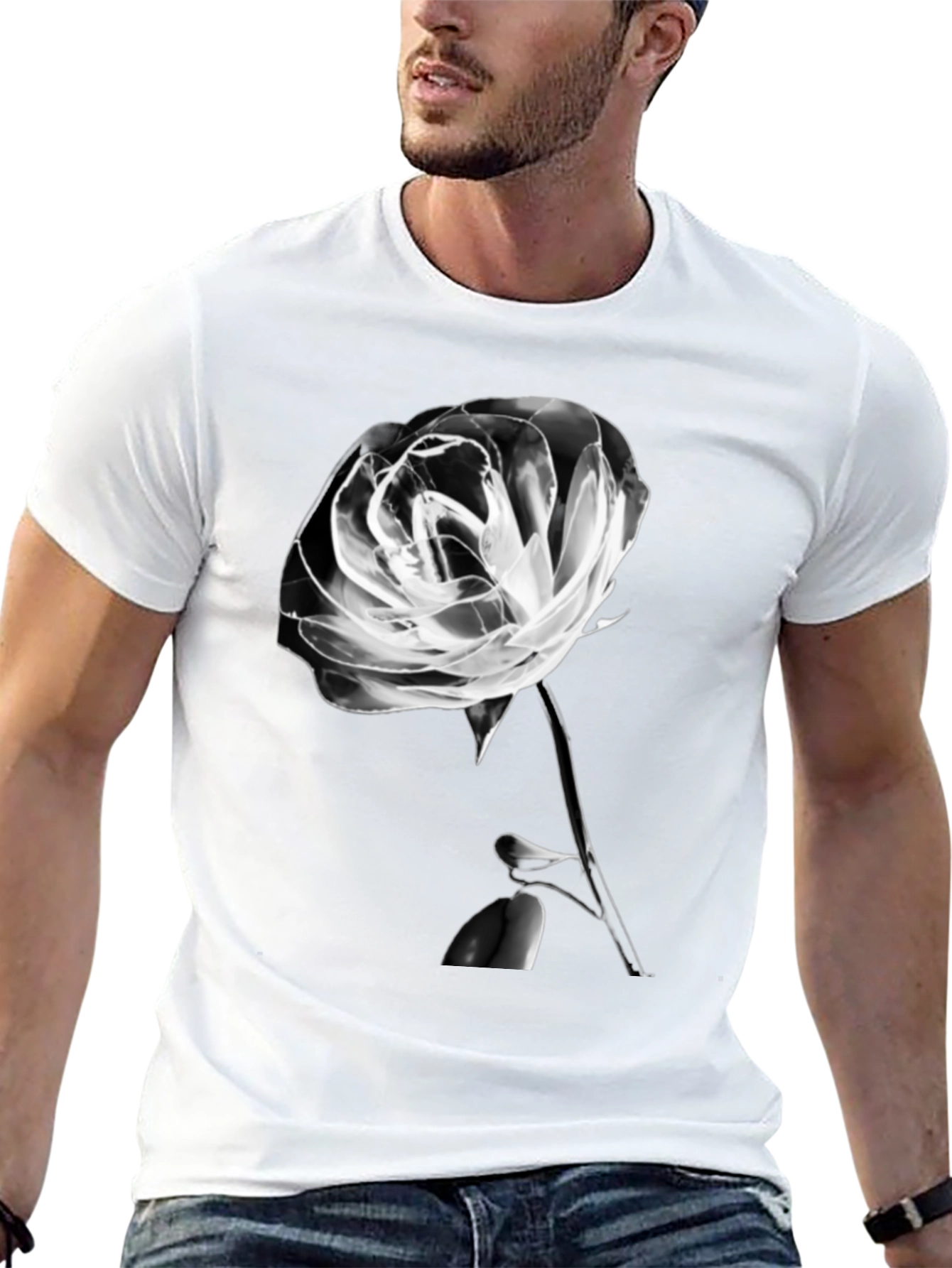Rose Graphic T-Shirt - Black Casual Tee