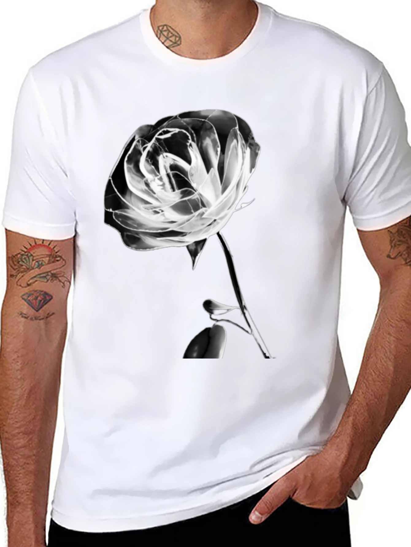 Rose Graphic T-Shirt - Black Casual Tee