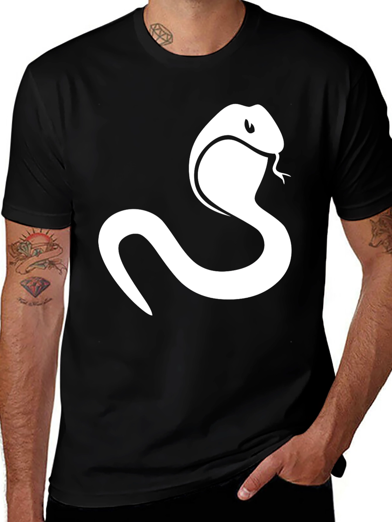 Cobra T-Shirt - Mens Black Tee with Snake Design