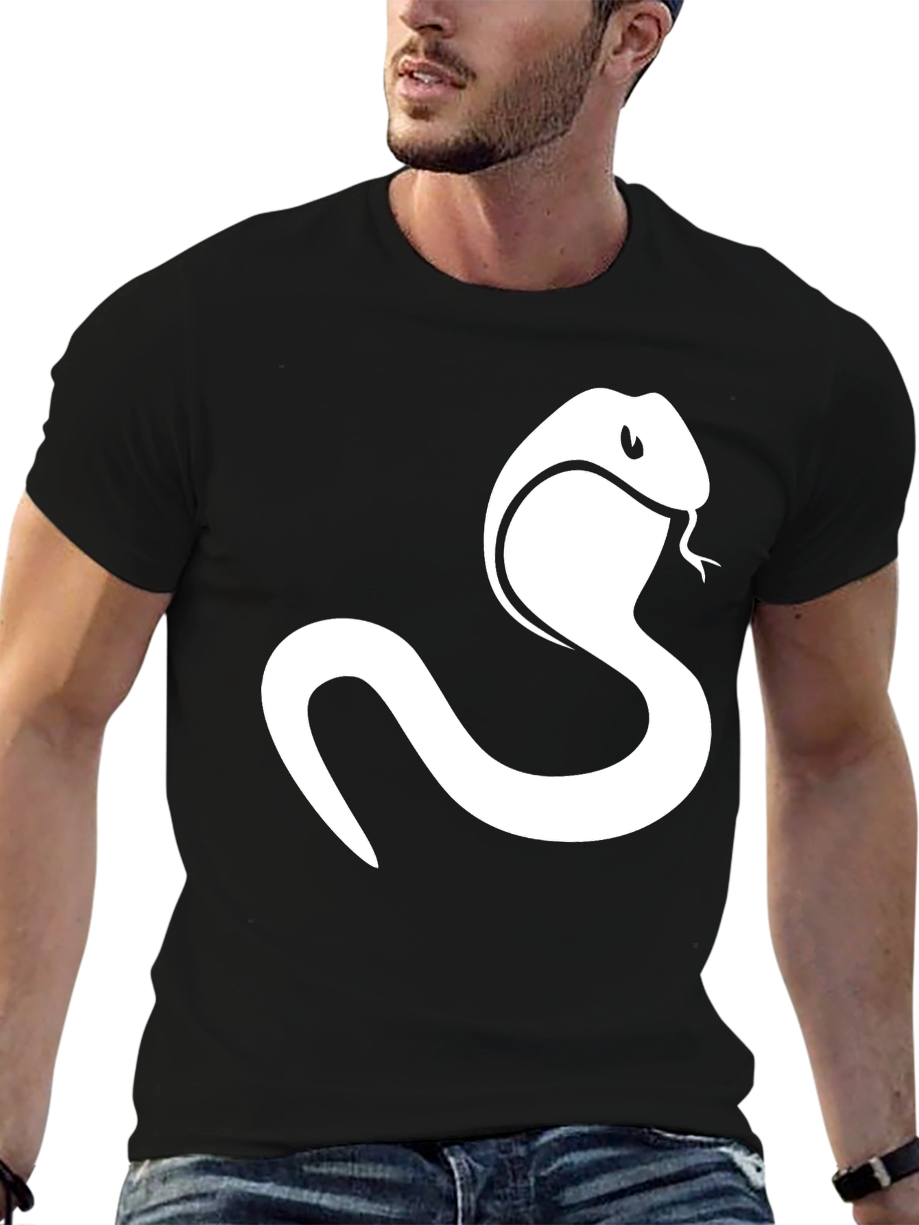 Cobra T-Shirt - Mens Black Tee with Snake Design
