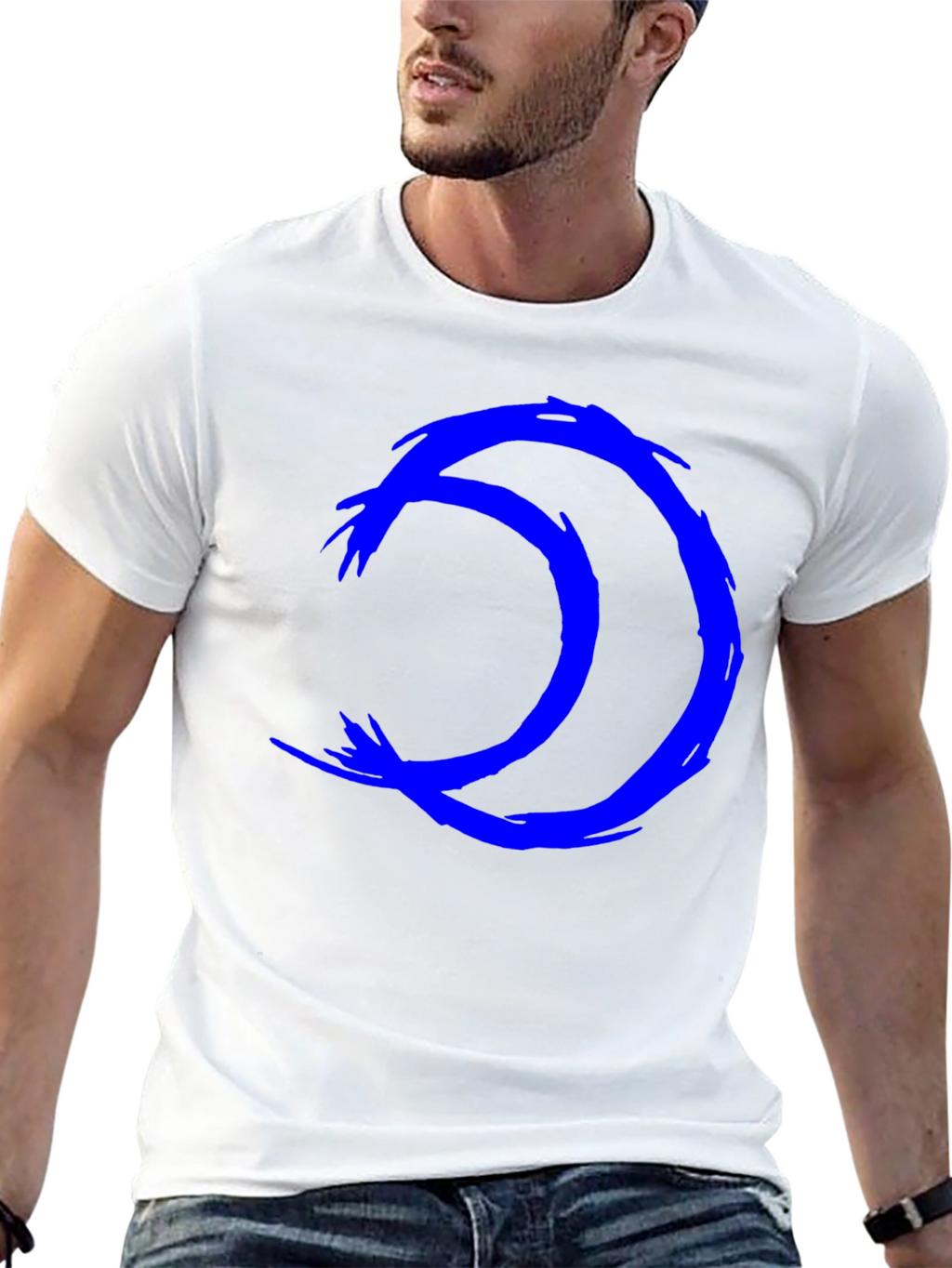 Abstract Blue Symbol Black T-Shirt