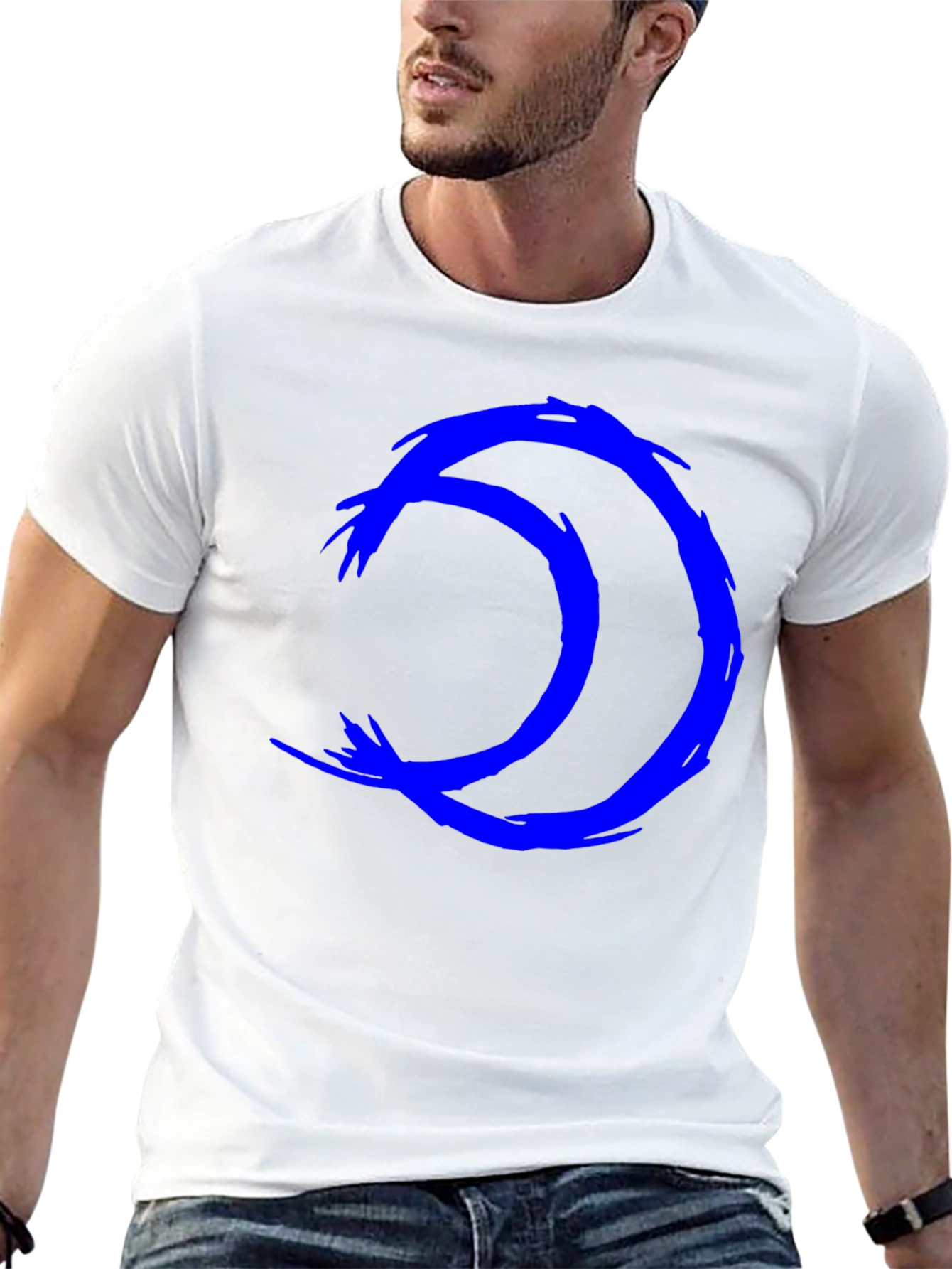 Abstract Blue Symbol Black T-Shirt