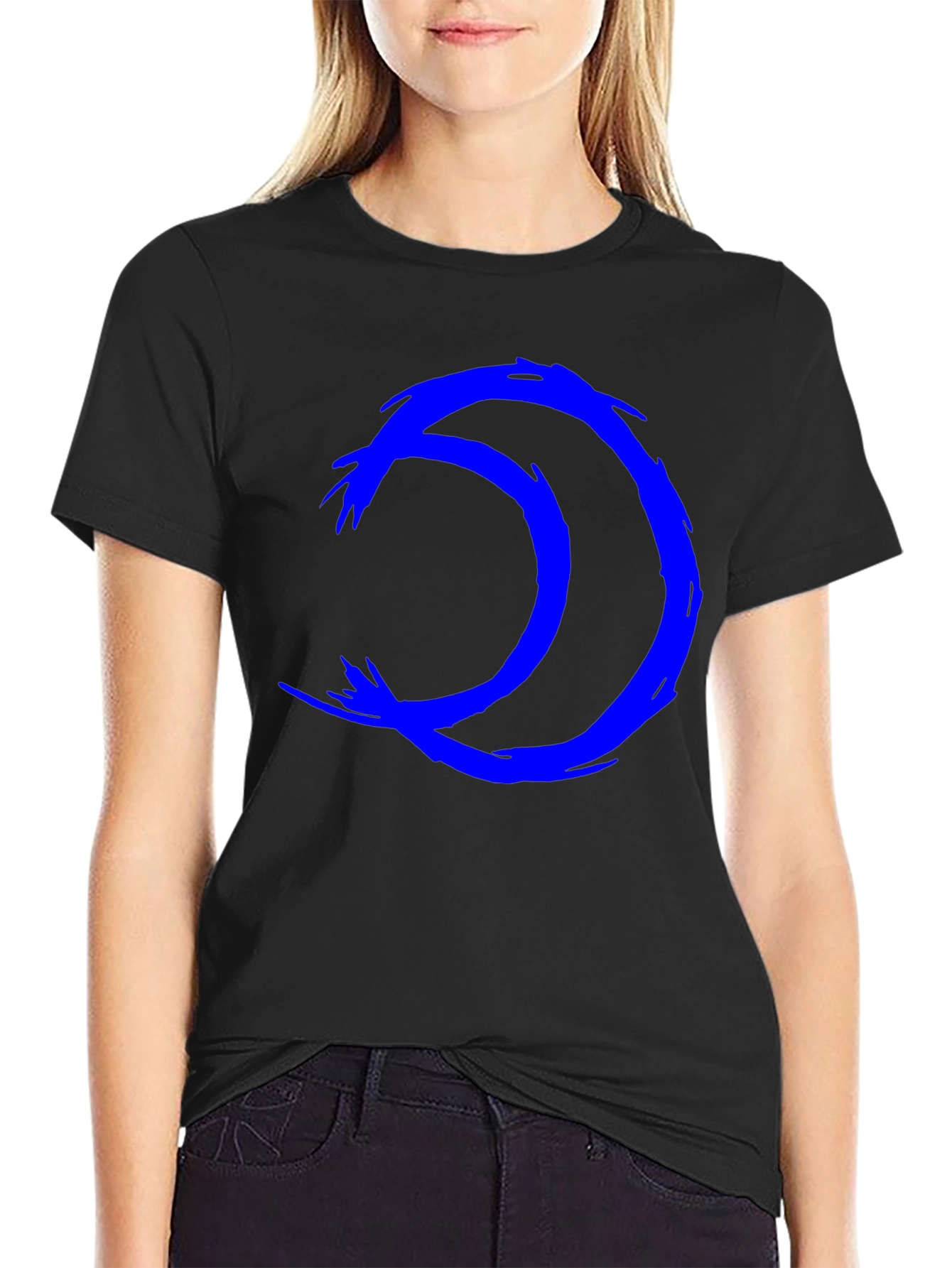Abstract Blue Symbol Black T-Shirt