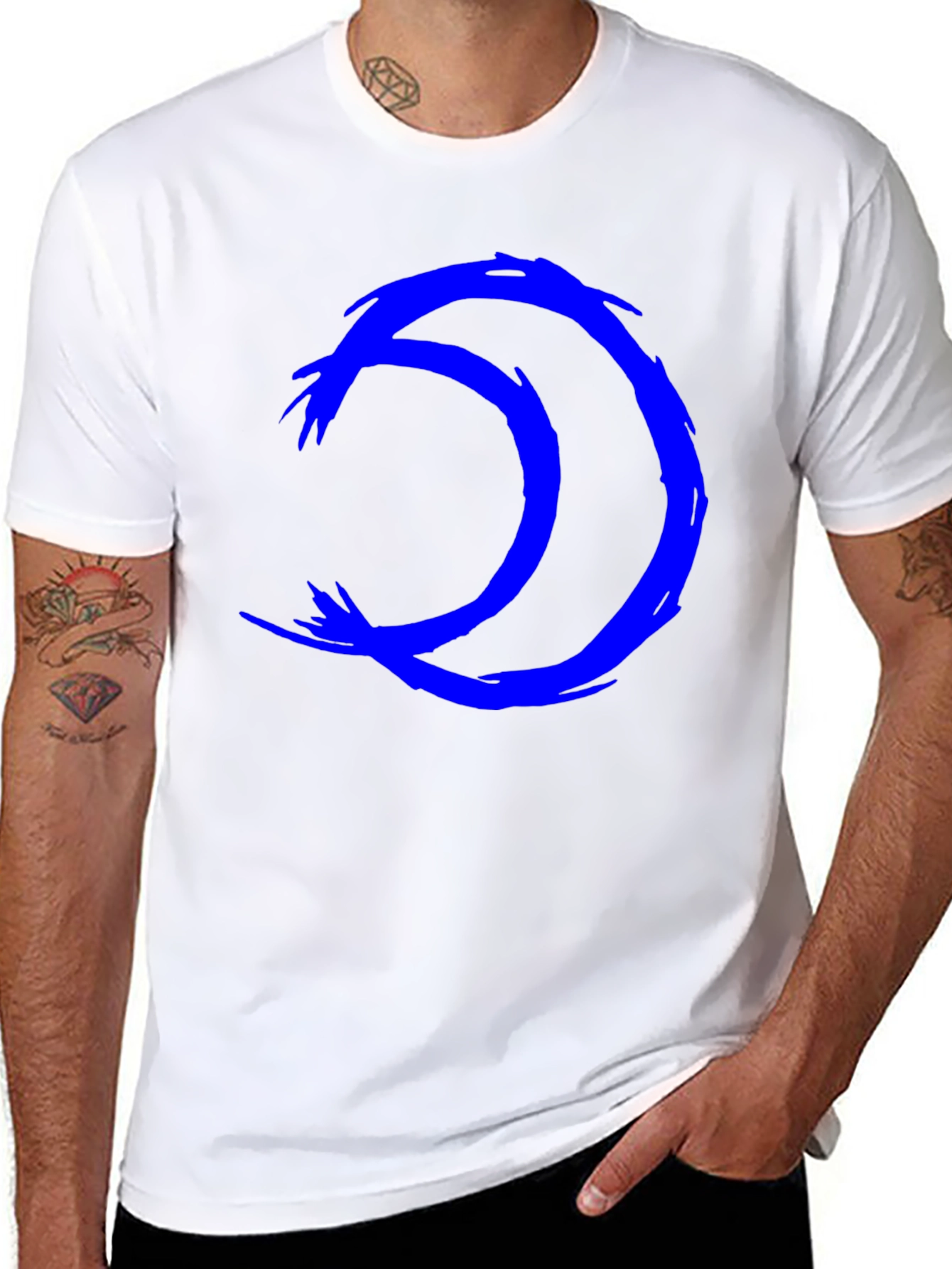 Abstract Blue Symbol Black T-Shirt