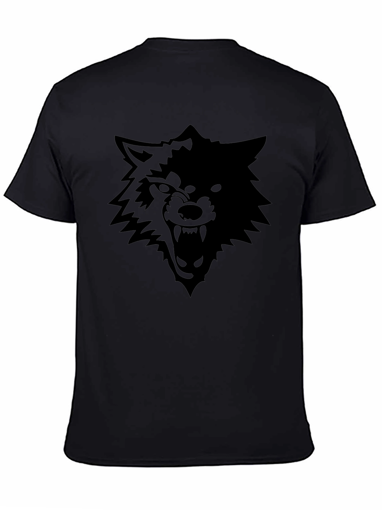 Black Wolf Graphic Tee - Mens Short Sleeve Crew Neck T-Shirt