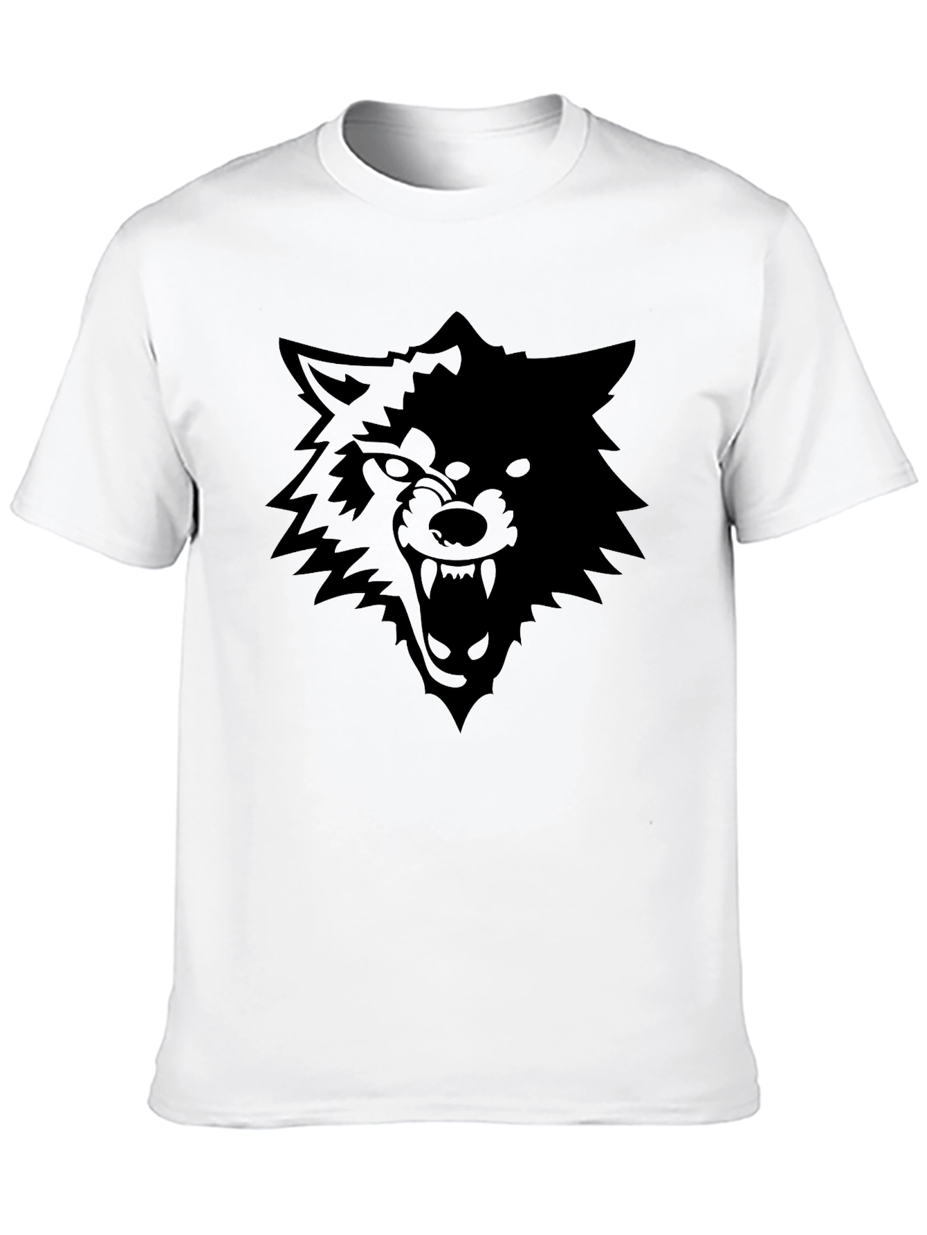 Black Wolf Graphic Tee - Mens Short Sleeve Crew Neck T-Shirt