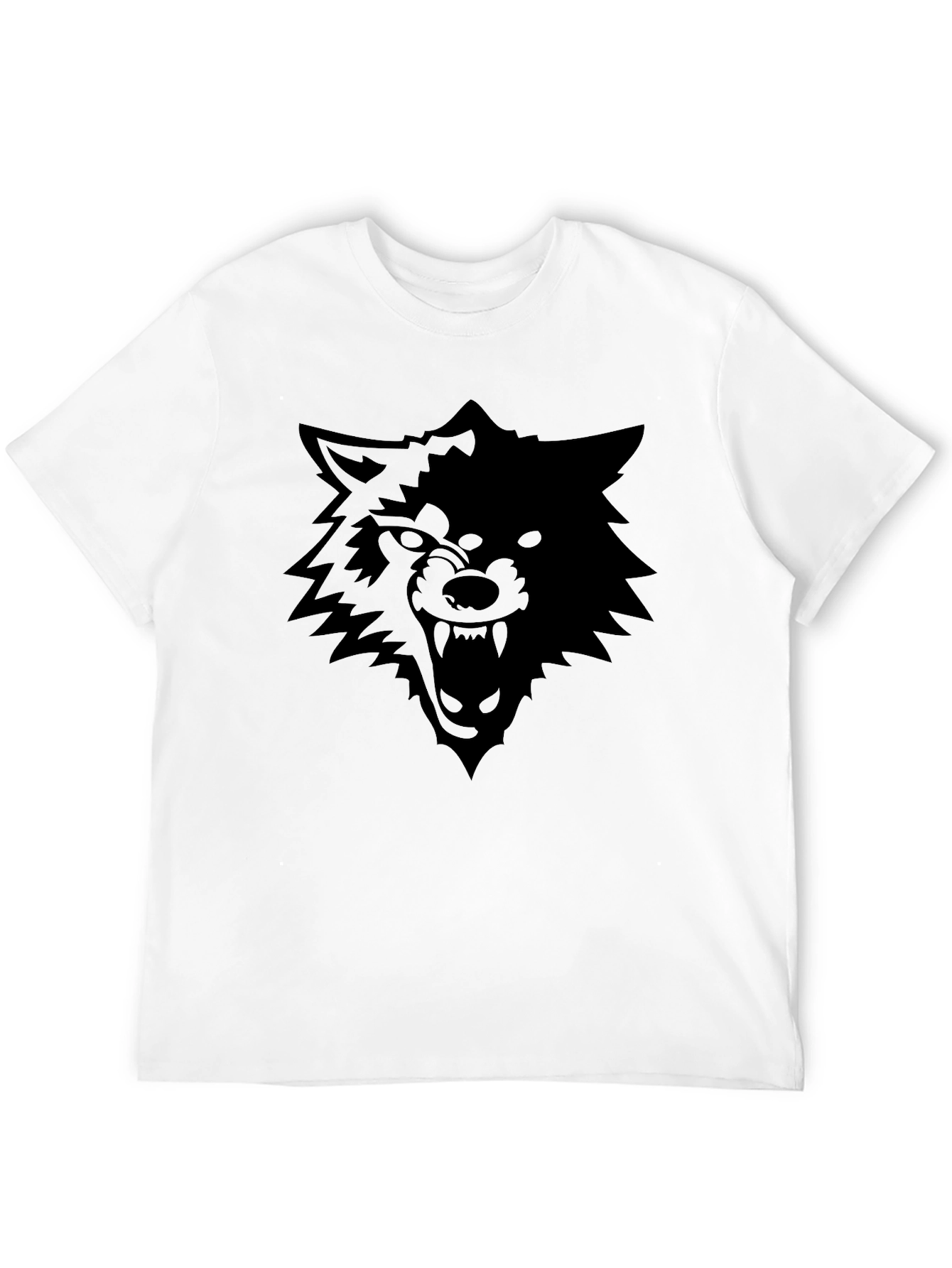 Black Wolf Graphic Tee - Mens Short Sleeve Crew Neck T-Shirt