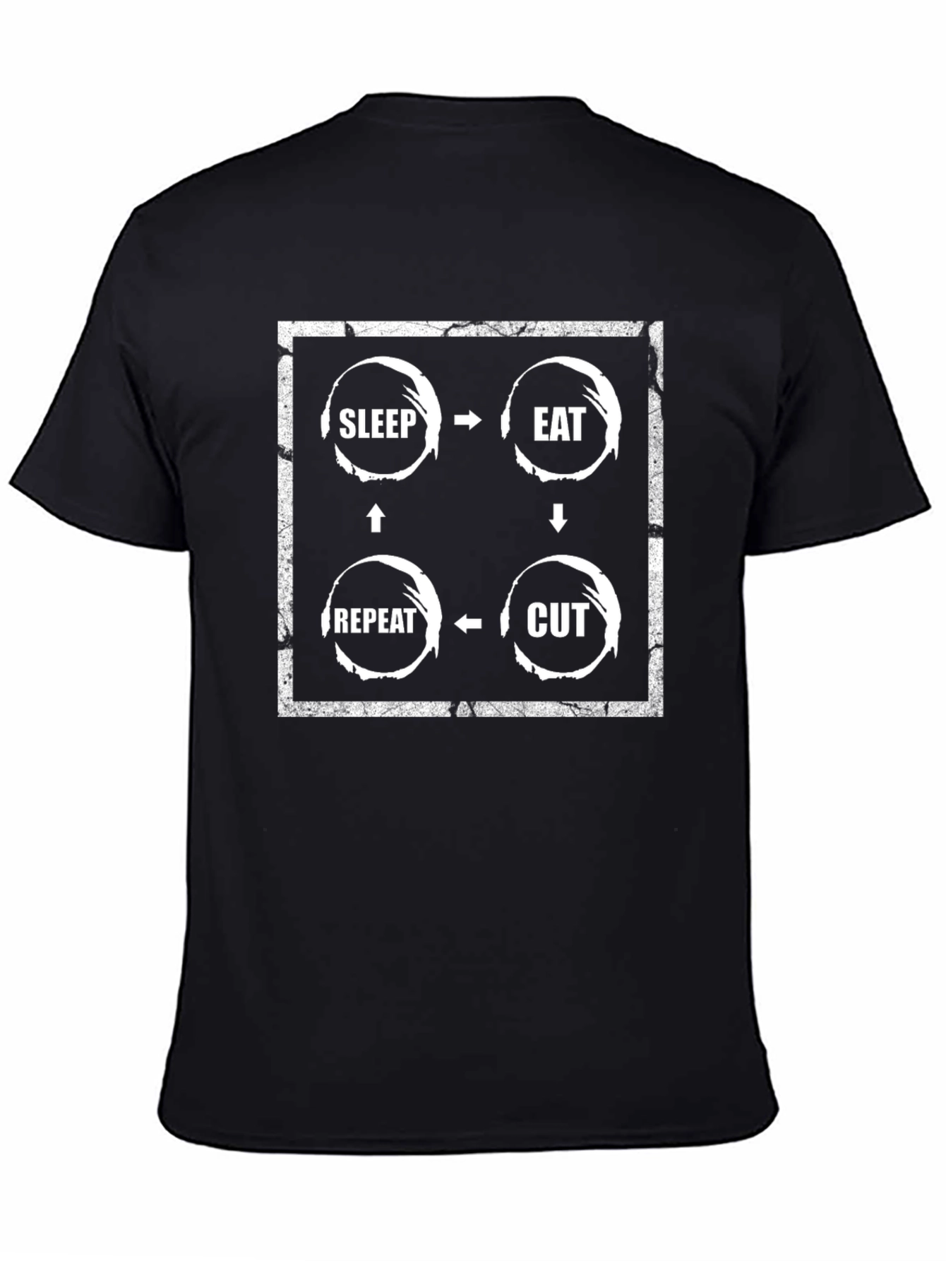 Sleep Eat Cut Repeat Graphic Tee - Black Cotton T-Shirt