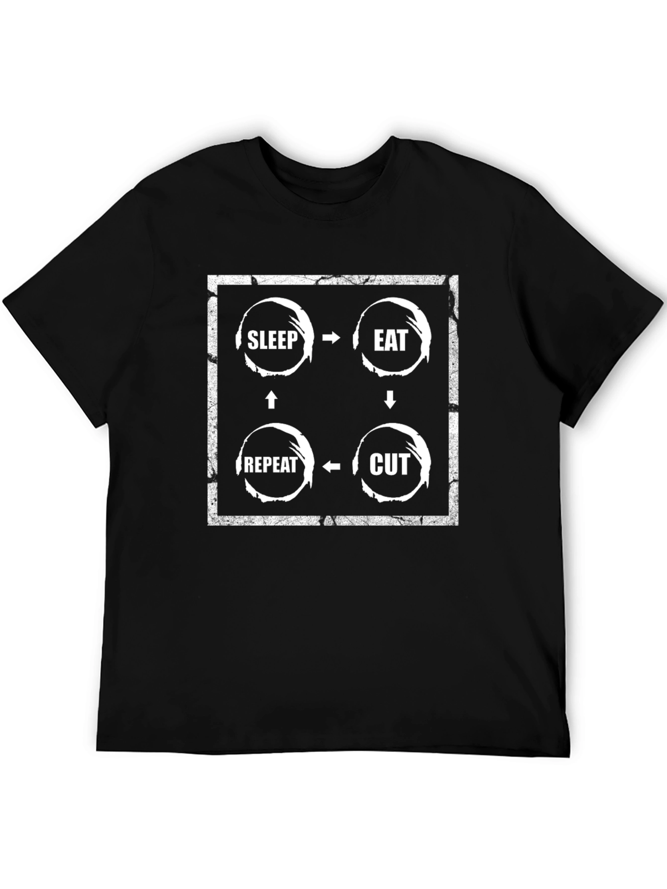 Sleep Eat Cut Repeat Graphic Tee - Black Cotton T-Shirt