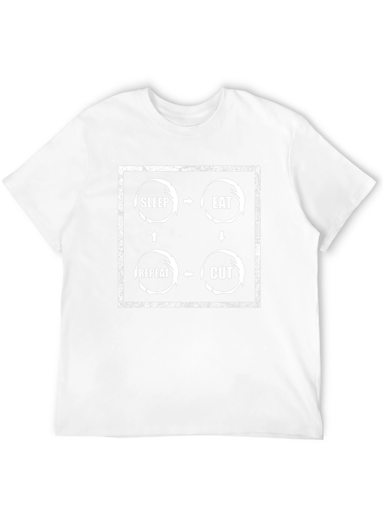 Sleep Eat Cut Repeat Graphic Tee - Black Cotton T-Shirt