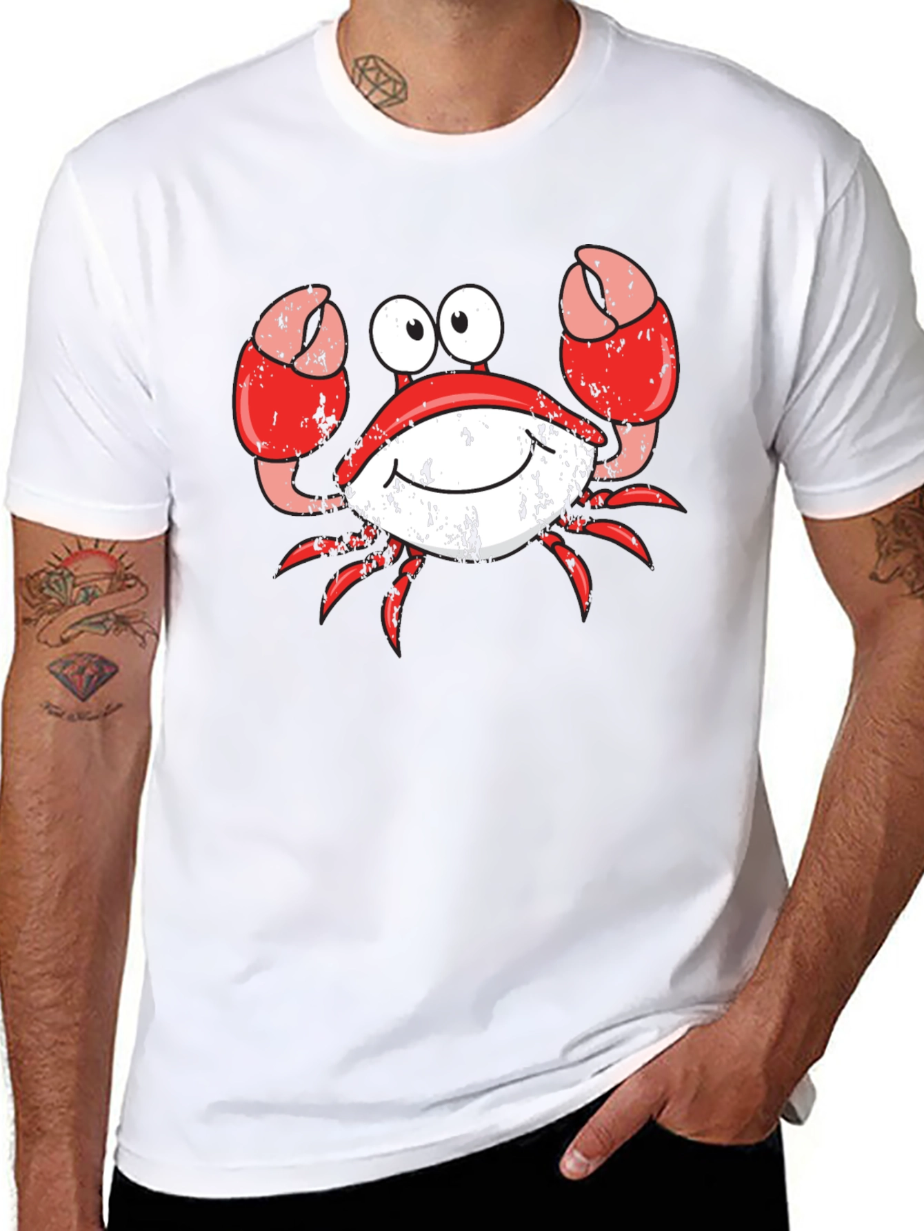 Crabby Cartoon Graphic Tee - Black Cotton Blend