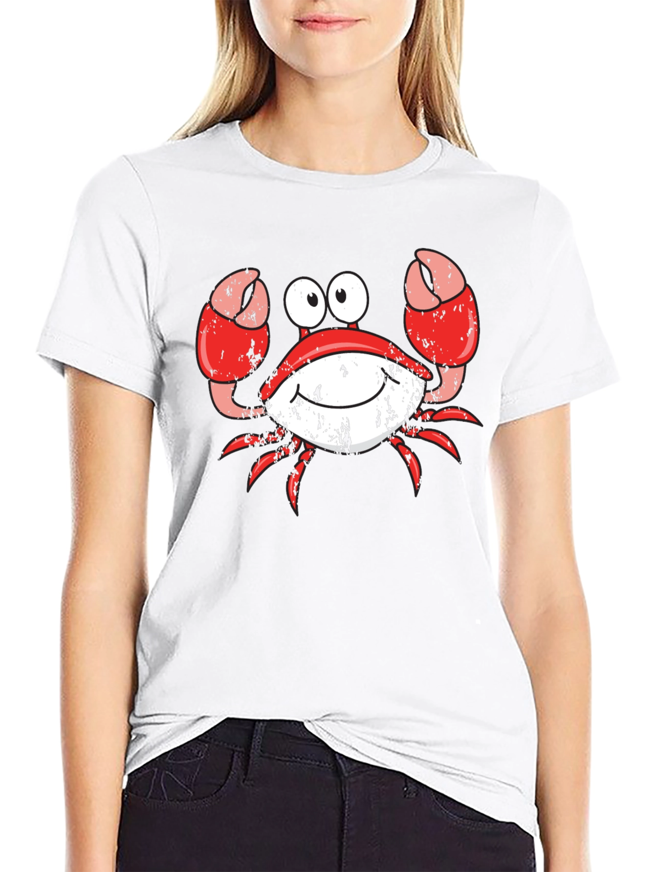 Crabby Cartoon Graphic Tee - Black Cotton Blend