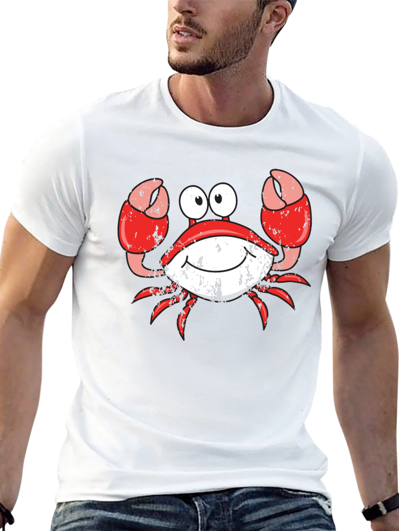 Crabby Cartoon Graphic Tee - Black Cotton Blend