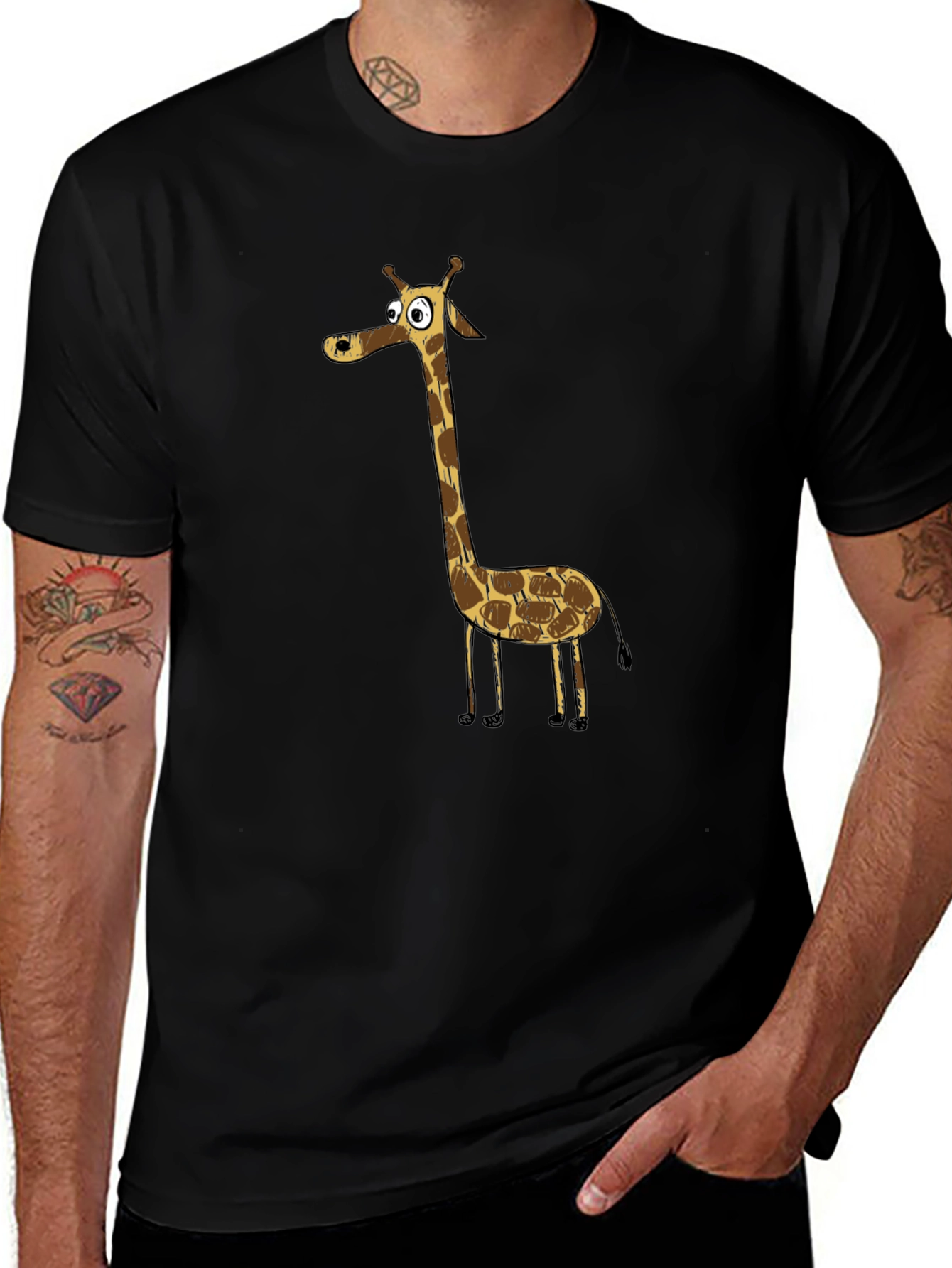 Cartoon Giraffe Graphic Tee - Funny Animal Shirt