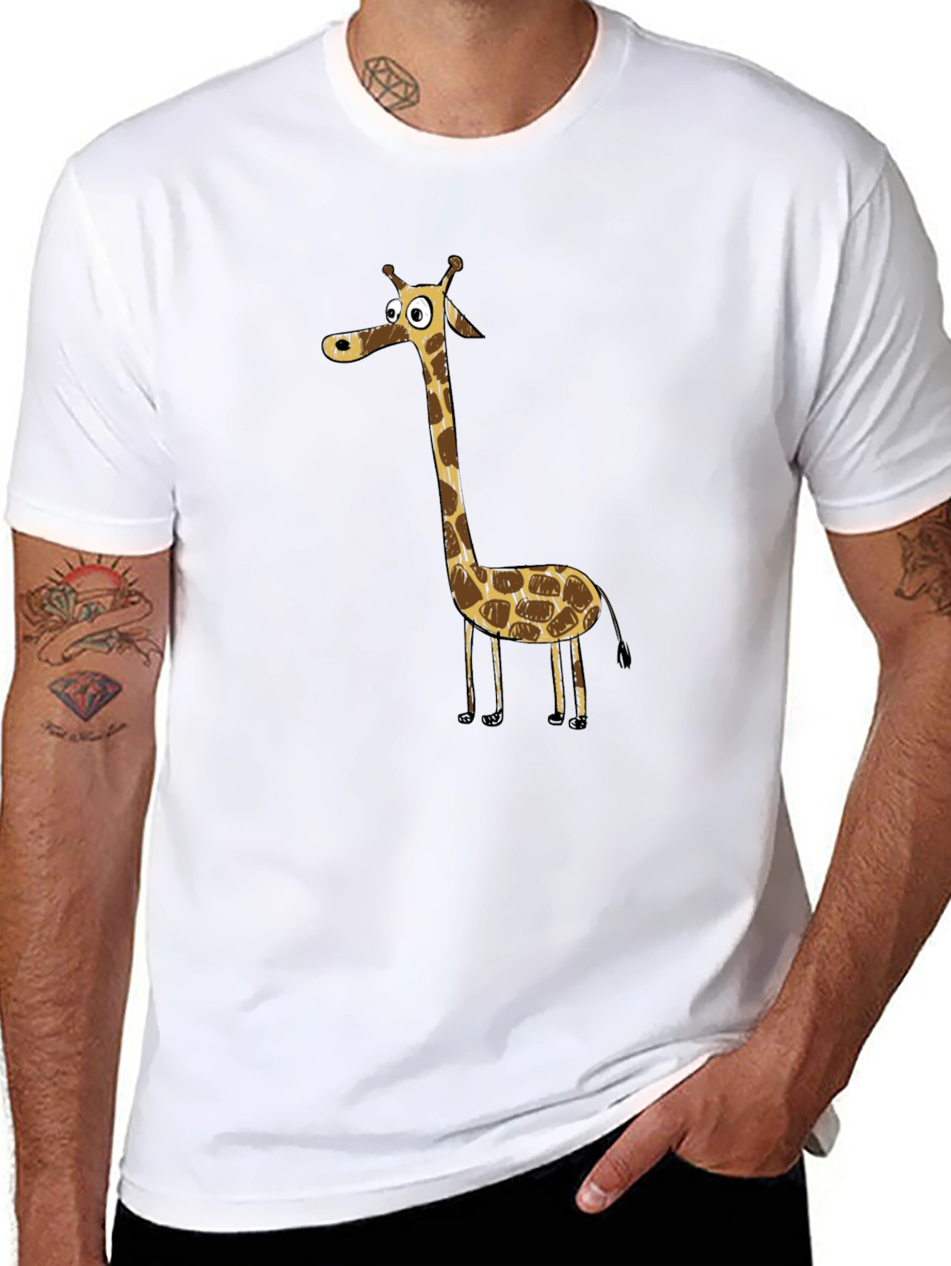 Cartoon Giraffe Graphic Tee - Funny Animal Shirt