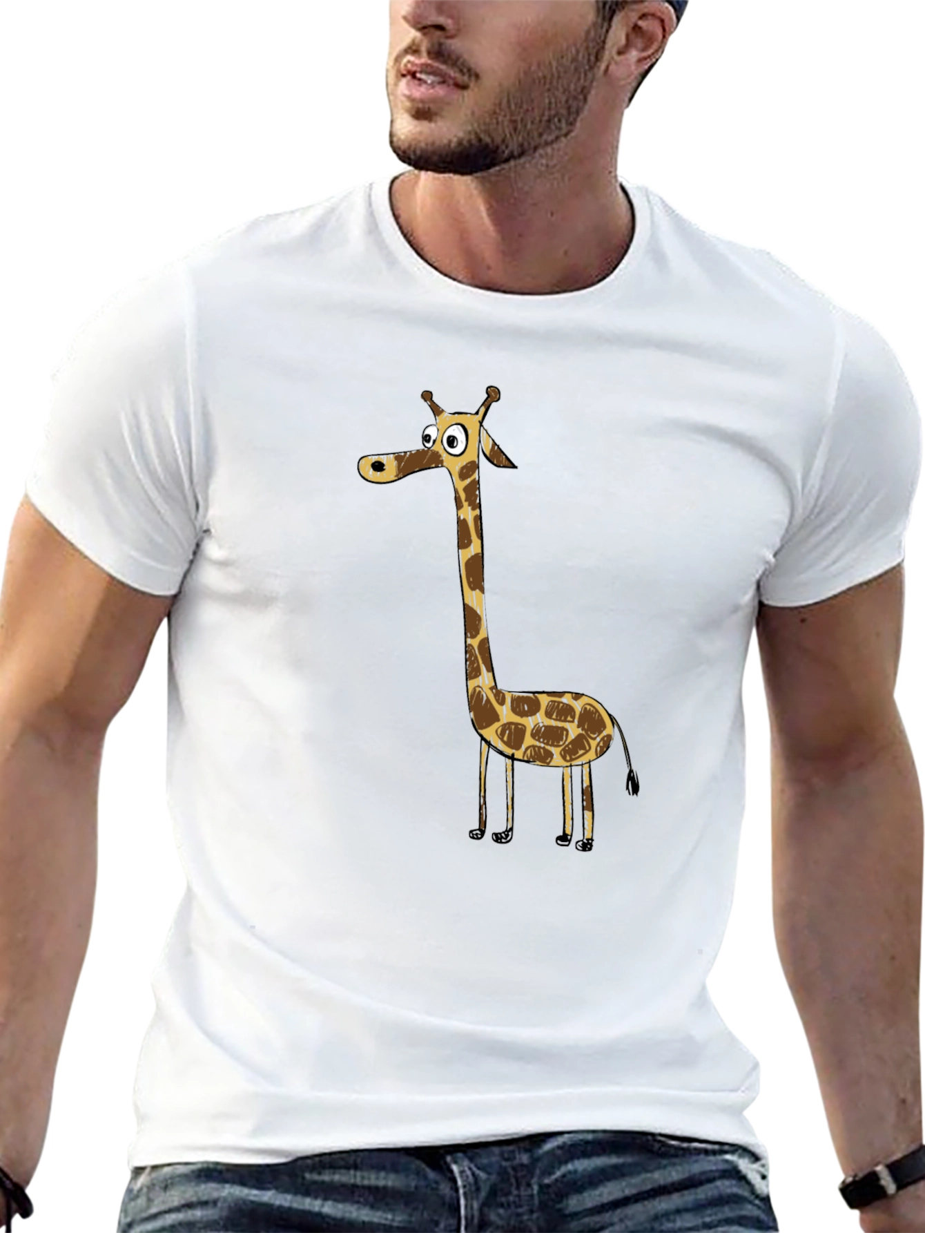 Cartoon Giraffe Graphic Tee - Funny Animal Shirt