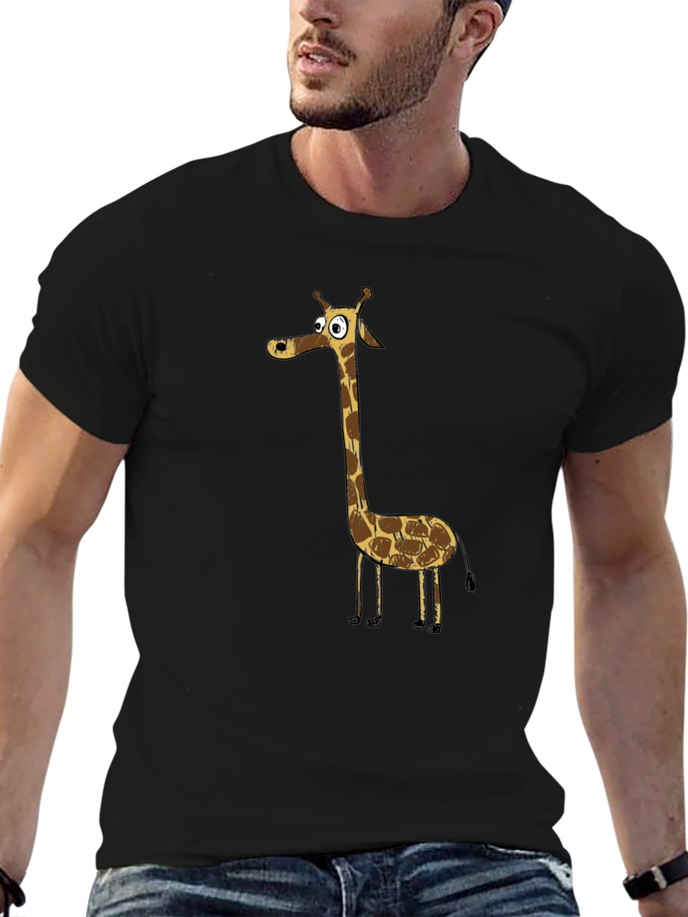 Cartoon Giraffe Graphic Tee - Funny Animal Shirt