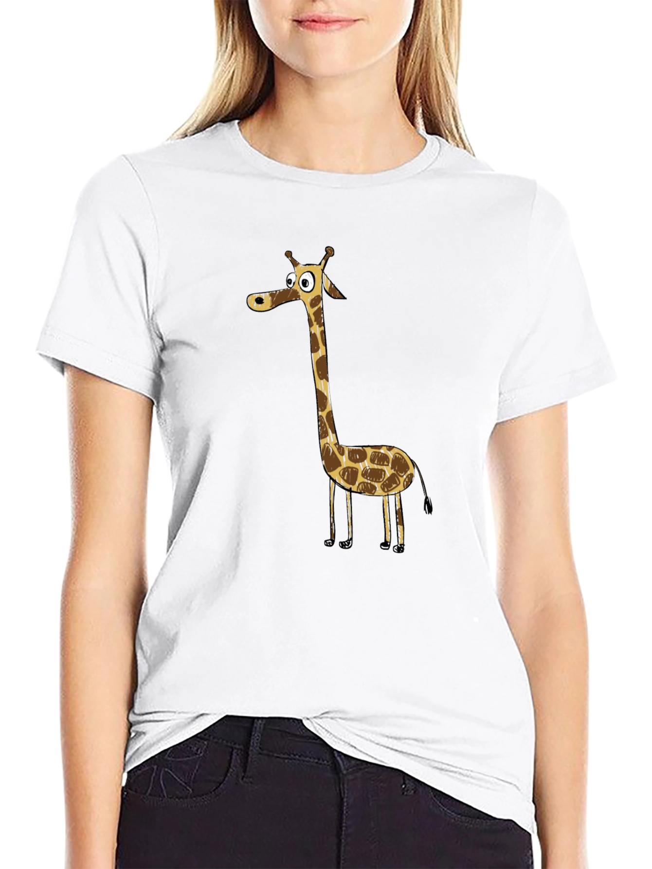 Cartoon Giraffe Graphic Tee - Funny Animal Shirt
