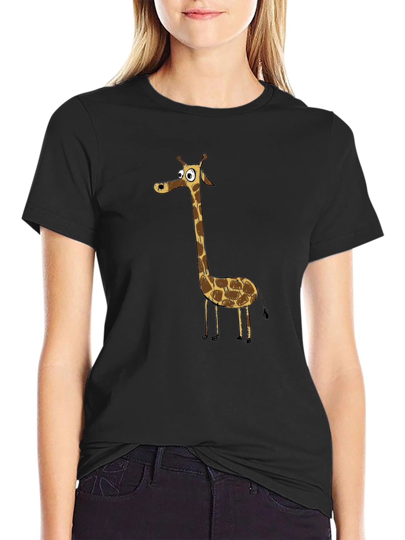Cartoon Giraffe Graphic Tee - Funny Animal Shirt