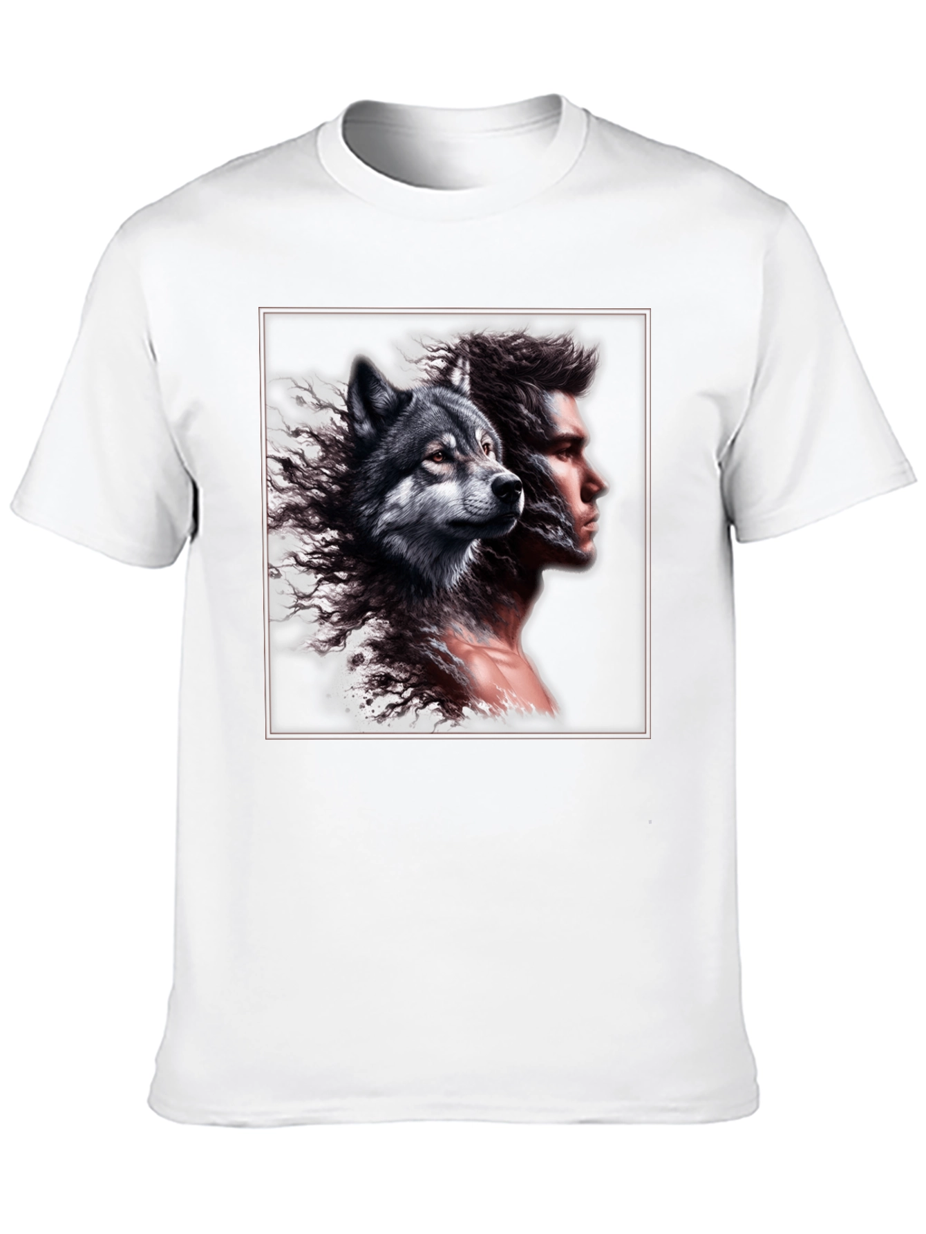 Wolf & Man Graphic Tee - Unique Design!