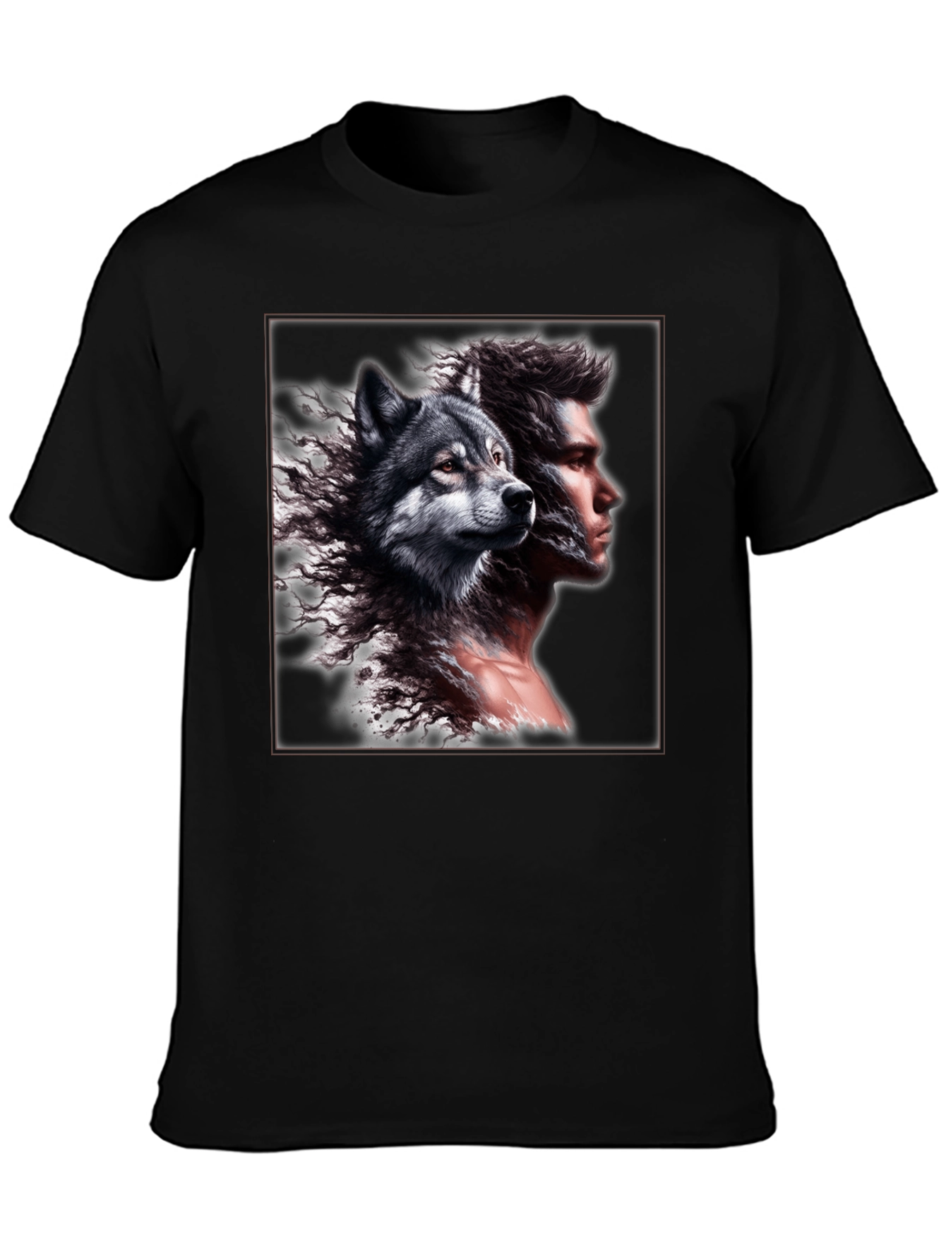 Wolf & Man Graphic Tee - Unique Design!