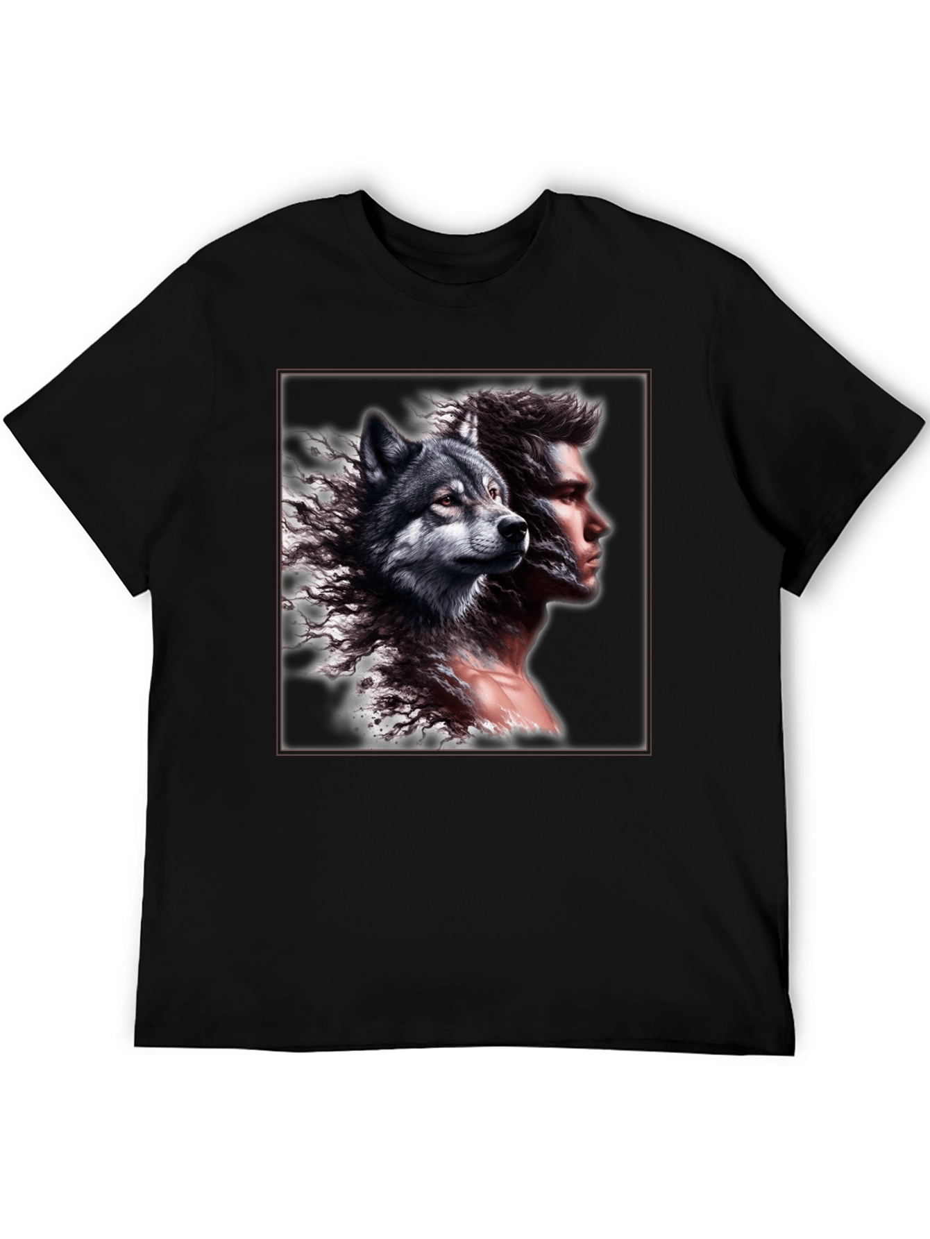 Wolf & Man Graphic Tee - Unique Design!