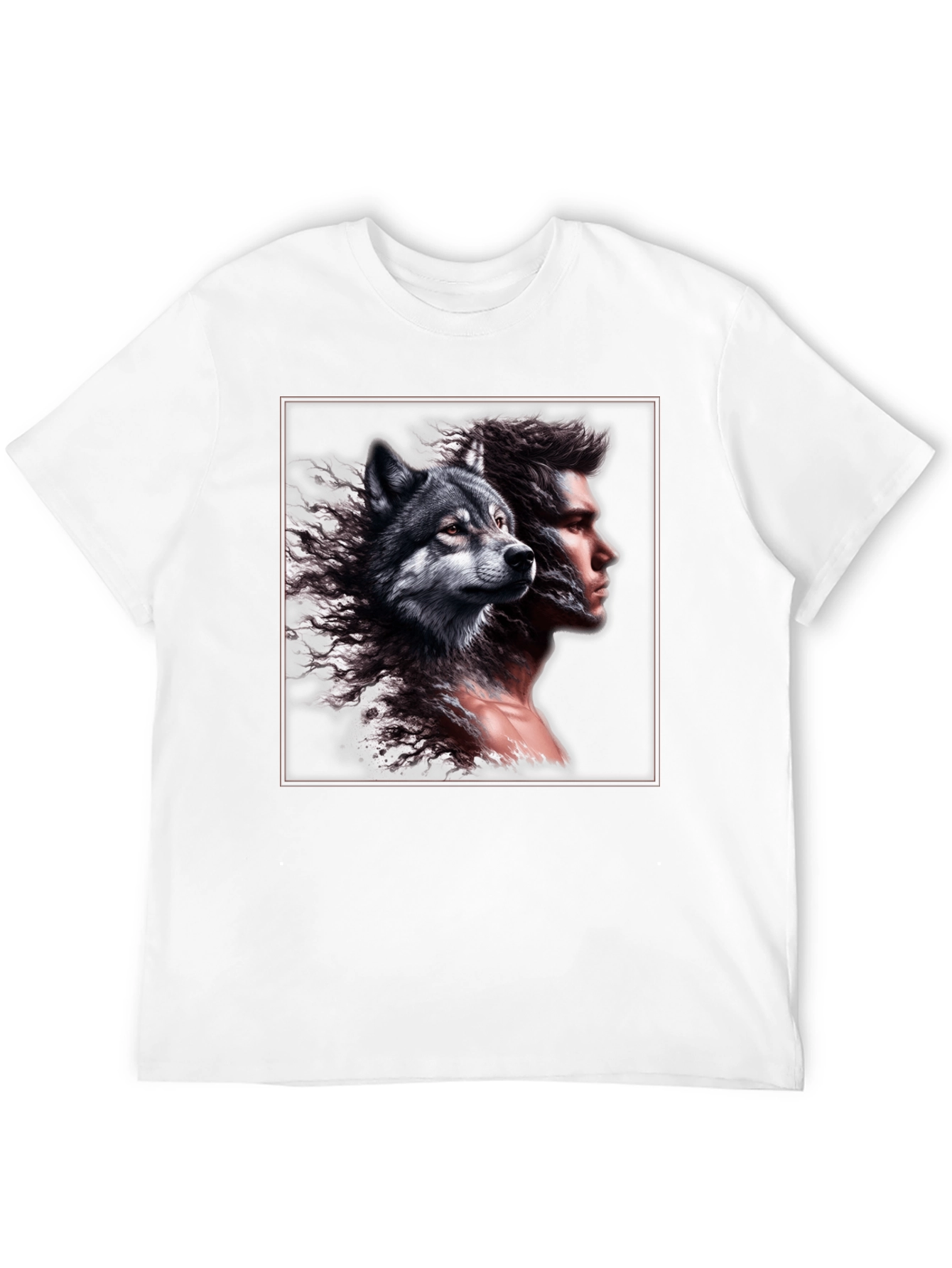 Wolf & Man Graphic Tee - Unique Design!