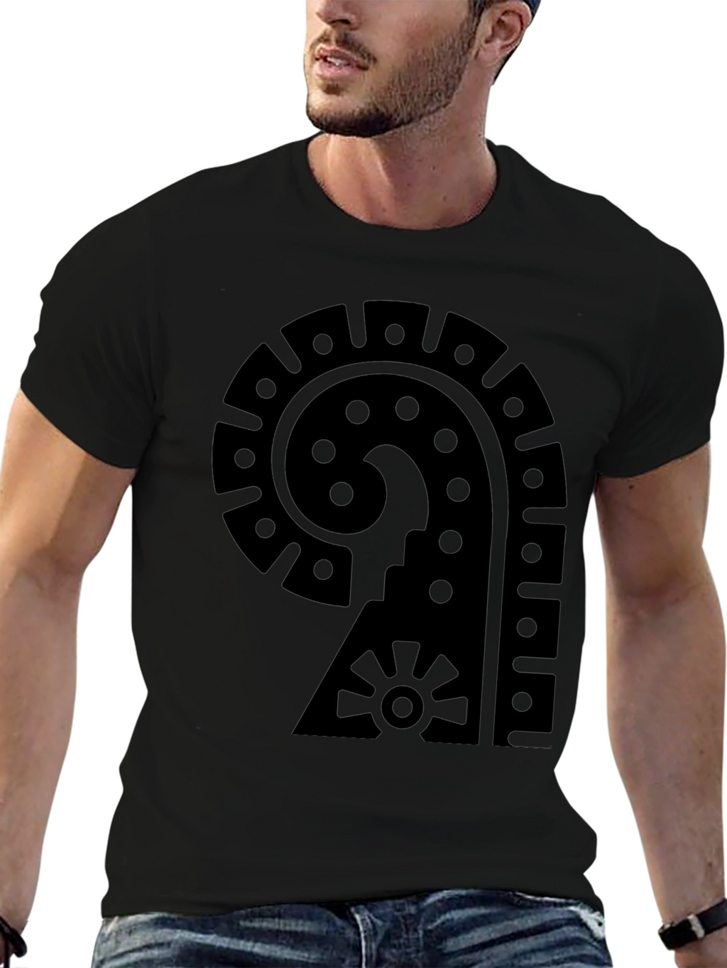 Aztec Symbol Graphic Black T-Shirt