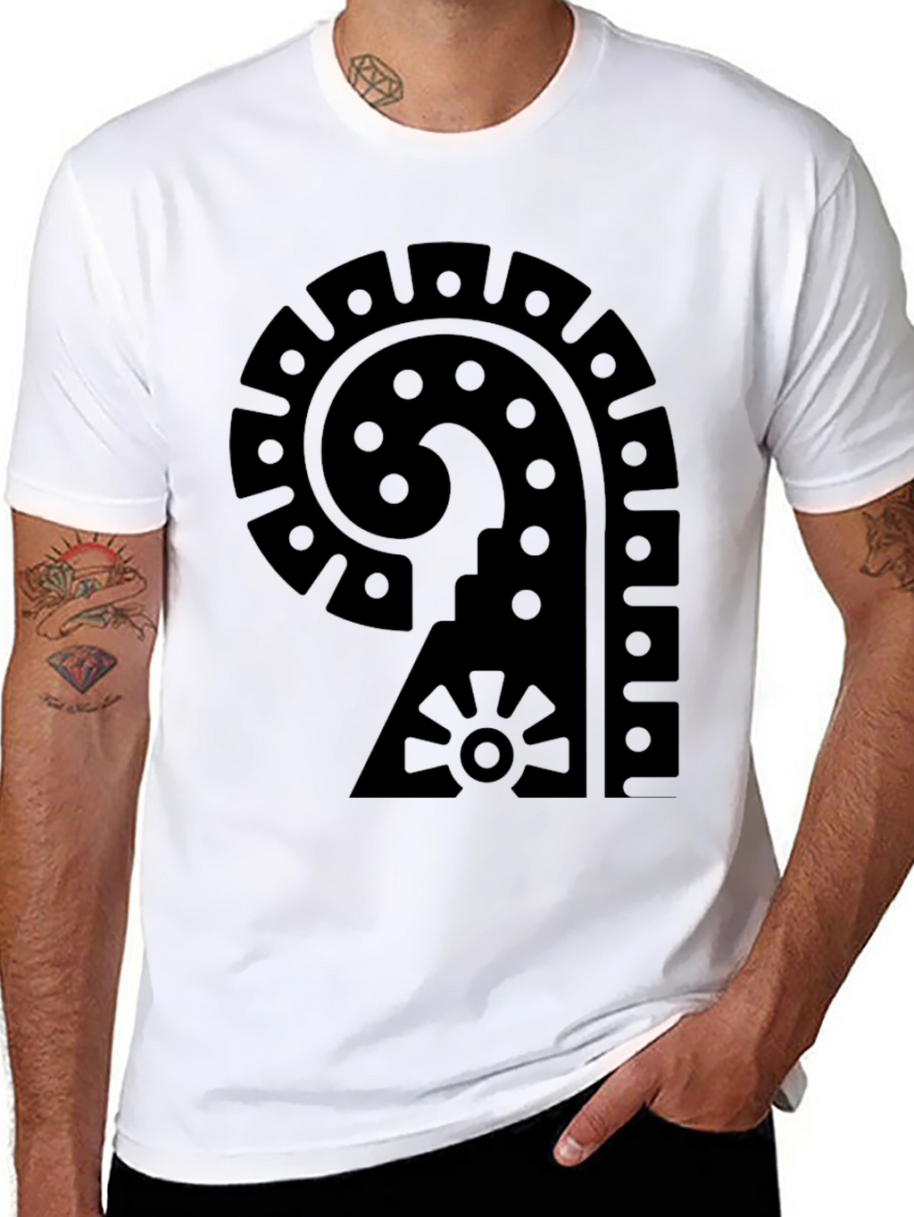 Aztec Symbol Graphic Black T-Shirt