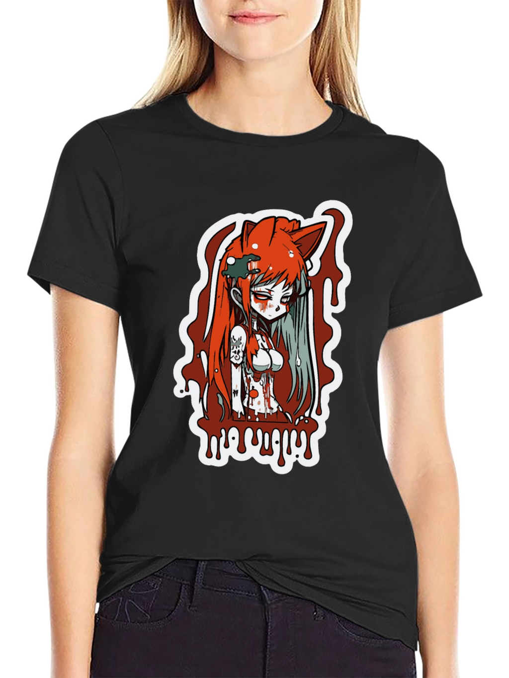 Anime Girl Horror Graphic T-Shirt