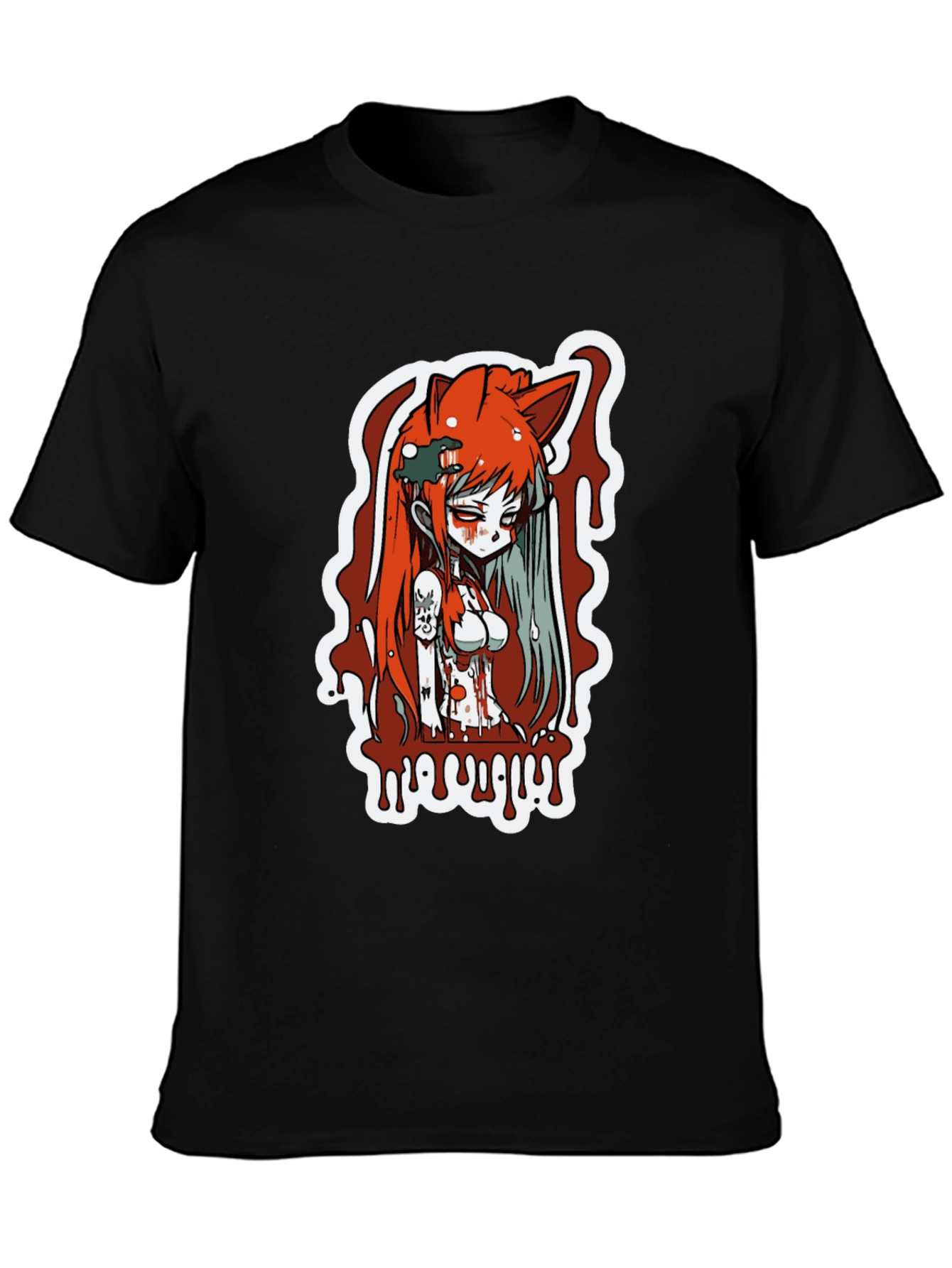 Anime Girl Horror Graphic T-Shirt