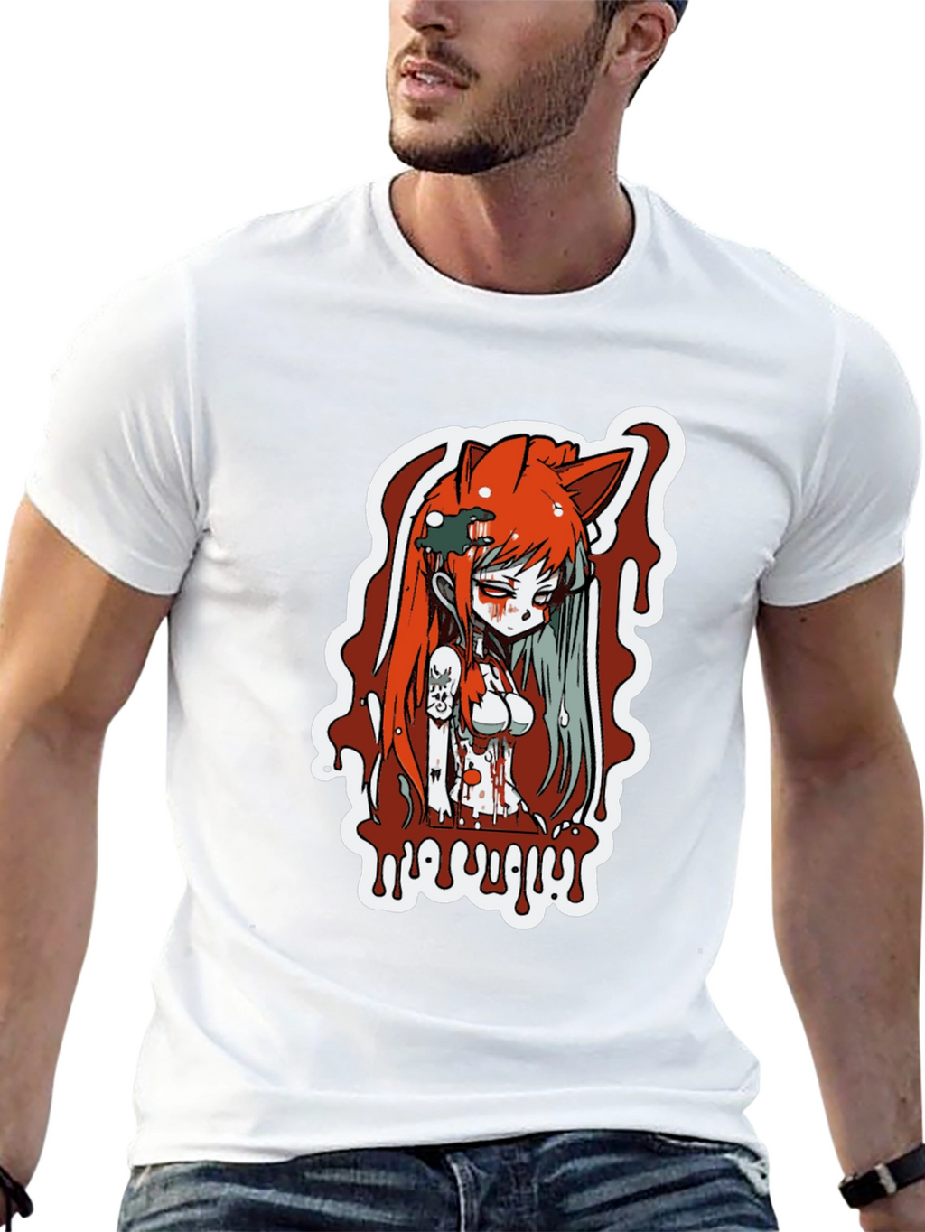 Anime Girl Horror Graphic T-Shirt