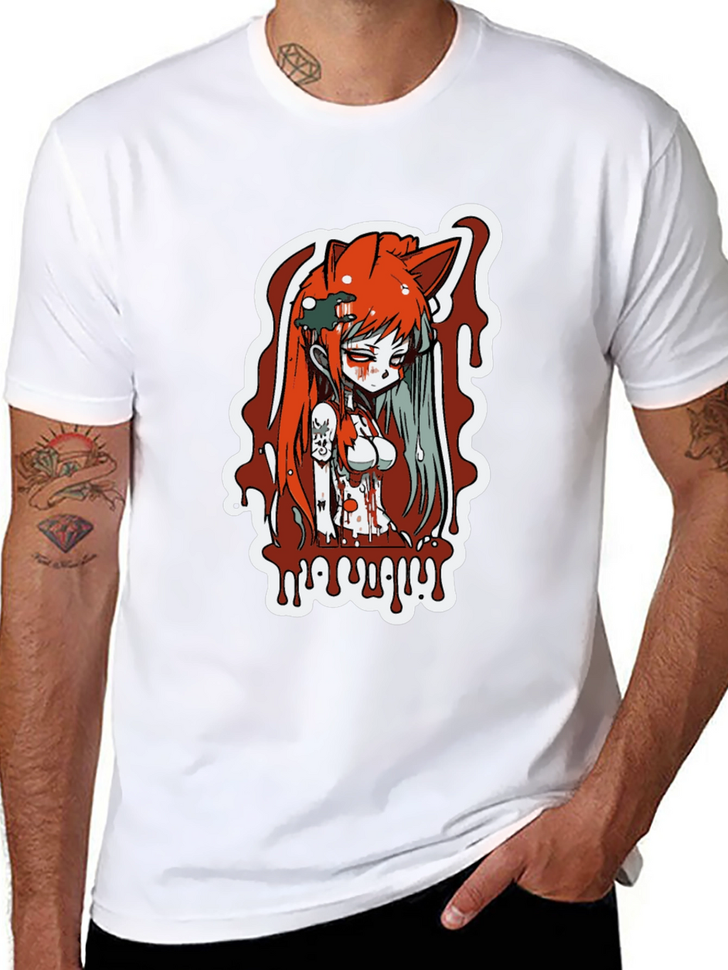 Anime Girl Horror Graphic T-Shirt