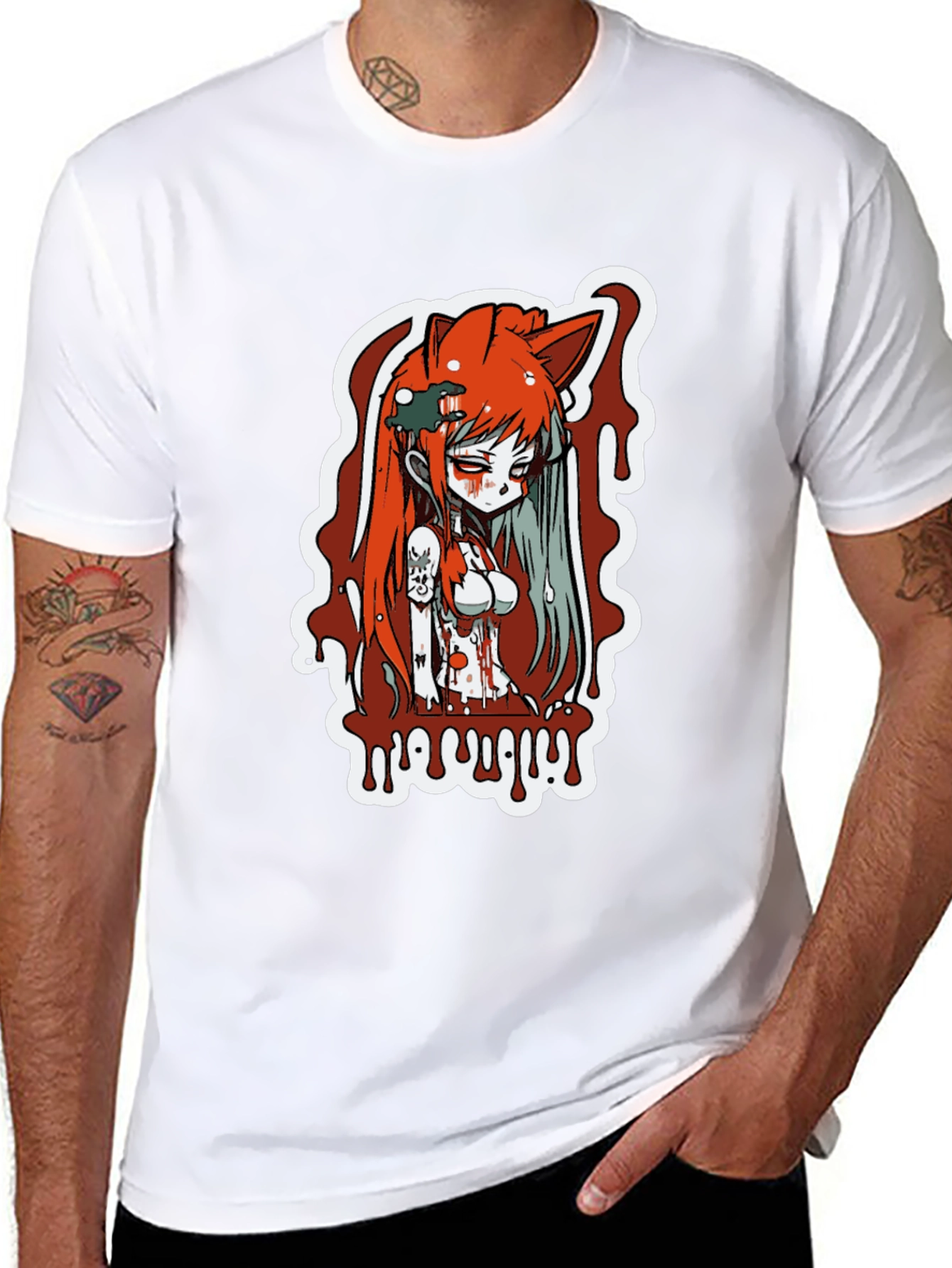Anime Girl Horror Graphic T-Shirt