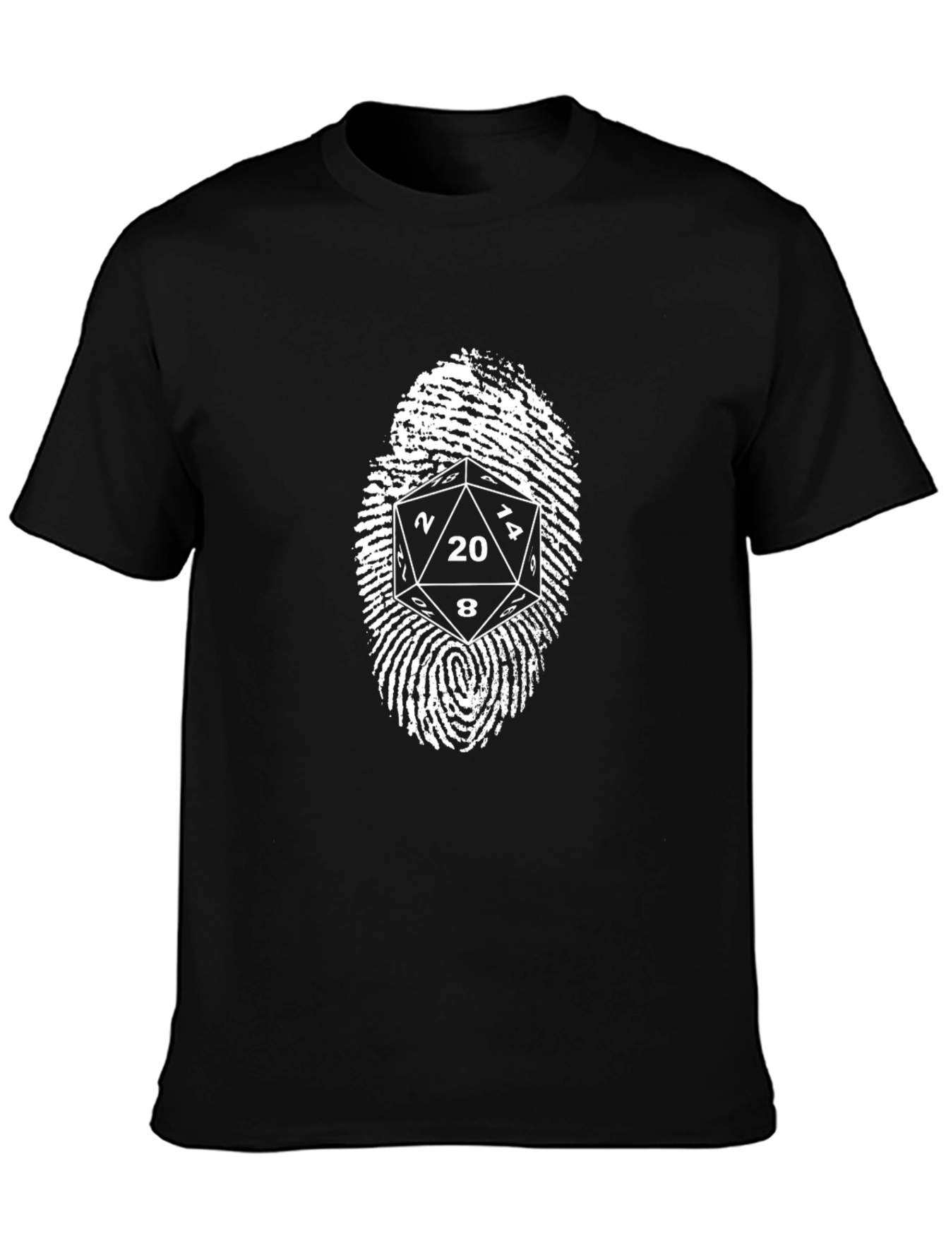 D20 Fingerprint Graphic Tee - Tabletop RPG Gamer Shirt